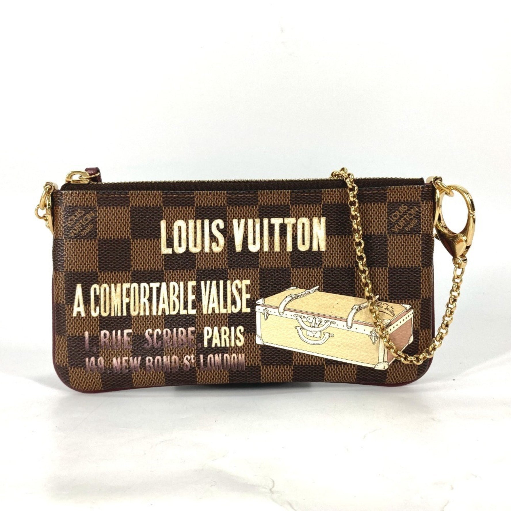 Louis Vuitton Damier Pochette Mila MM Accessory Pouch Chain Bag Shoulder Canvas Brown