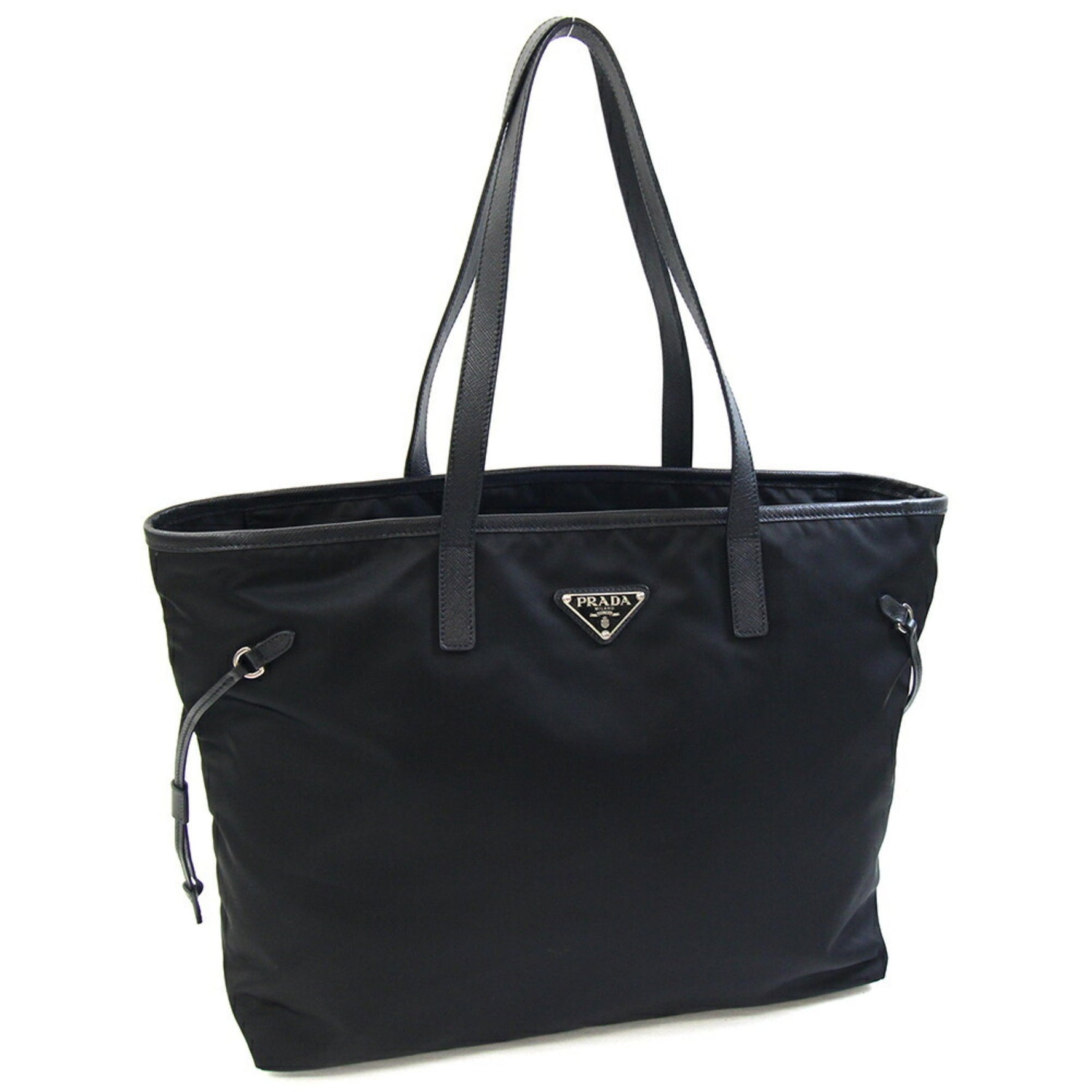 Prada Tote Bag Nylon Leather Shoulder Triangle Storage