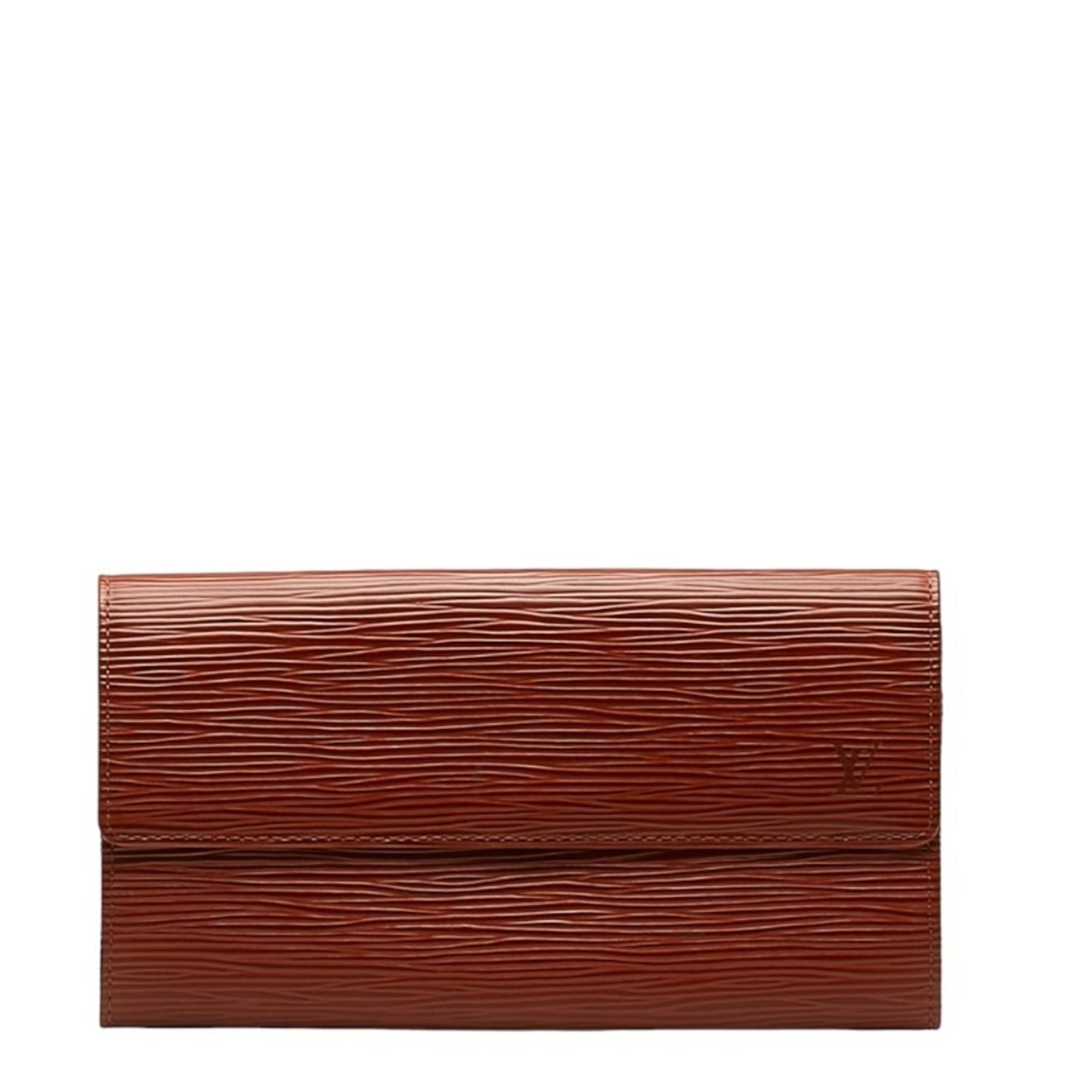 Louis Vuitton Epi Pochette Porto Monnaie Credit Long Wallet M63573 Kenya Brown Leather Women's LOUIS VUITTON
