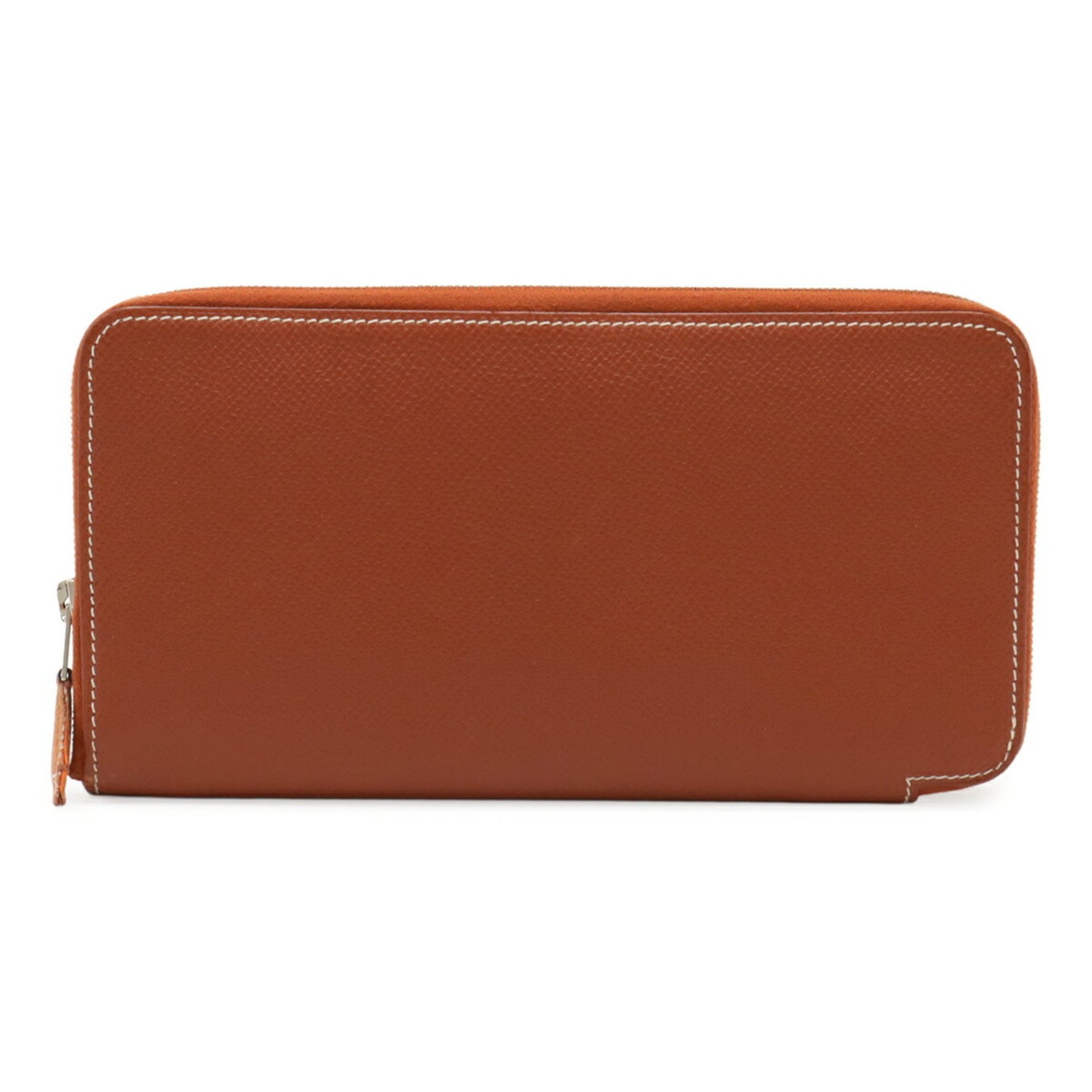 HERMES Azap Long Silk In Round Wallet Epsom Leather Brick Terracotta O Stamp