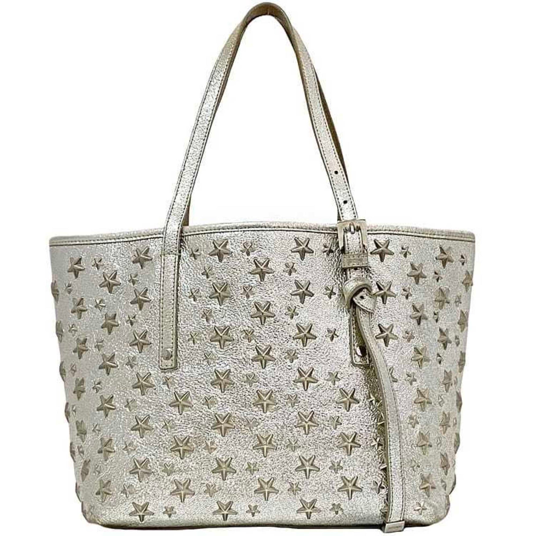 Jimmy Choo Tote Bag Sophia S ec-22559 Silver Leather Metal CC867Z JIMMY CHOO Star Studs 2way Women's Men's Size