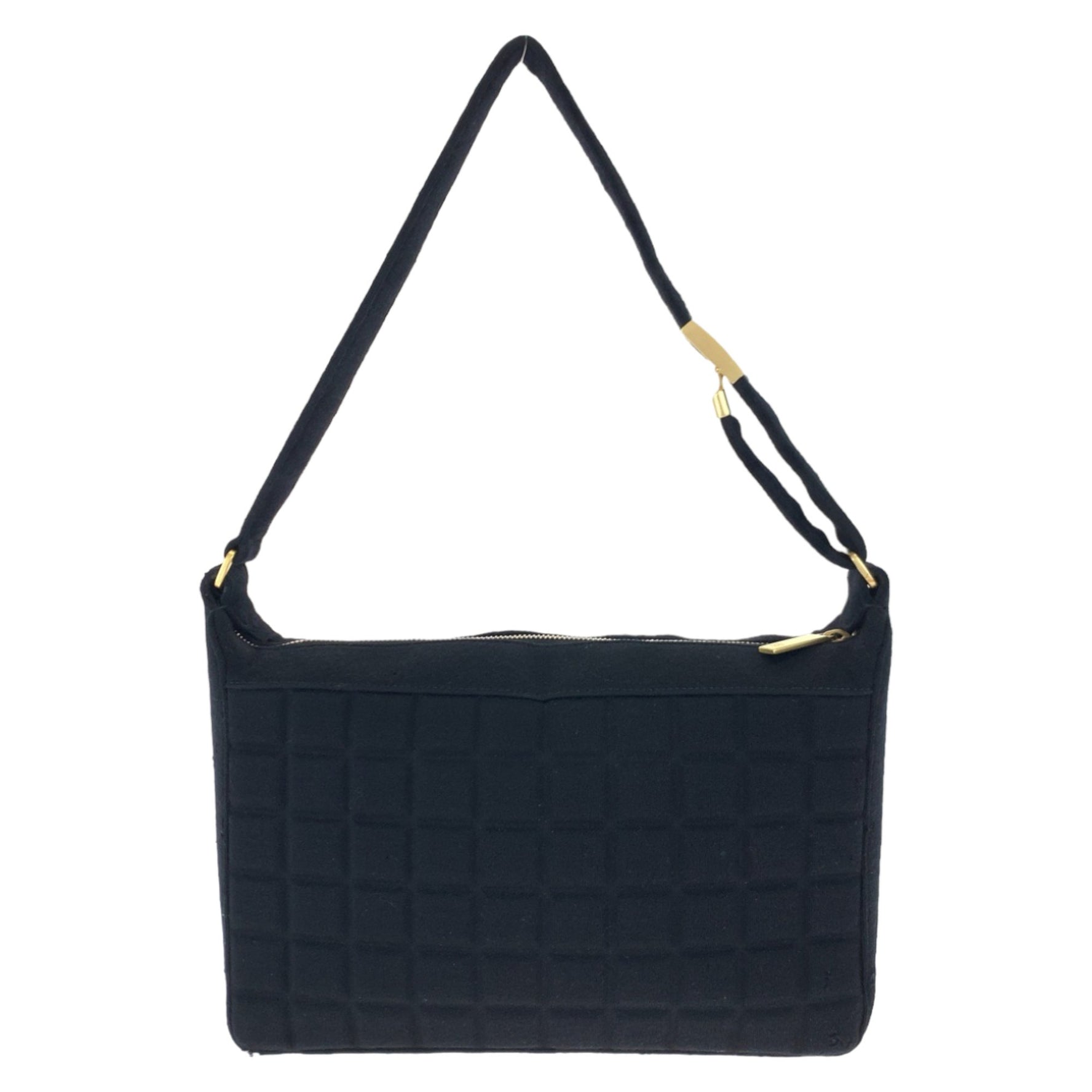 CHANEL Vintage Chocolate Bar Coco Mark Canvas Shoulder Bag with Gold Hardware