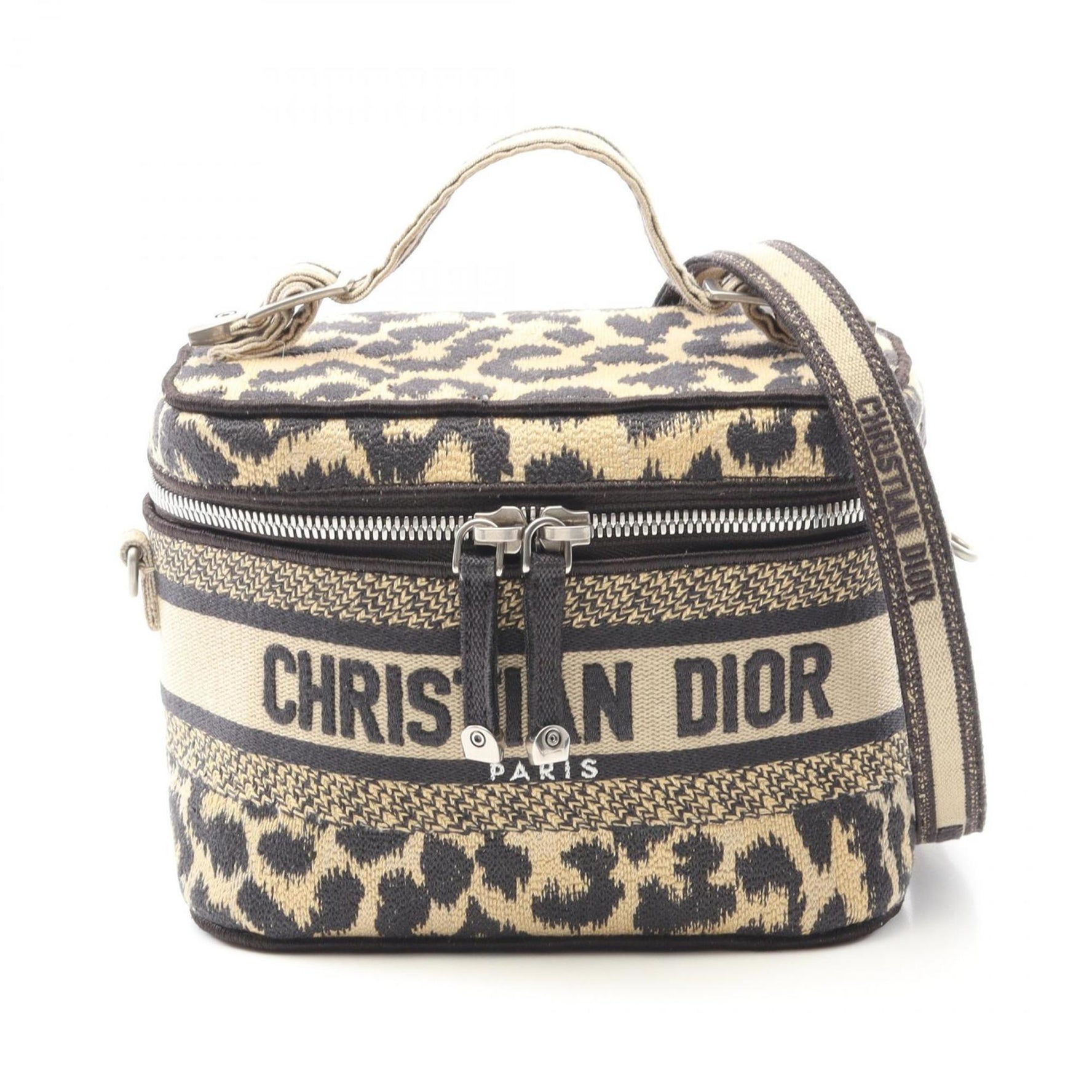 Christian Dior Dior DIORTRAVEL Small Vanity Handbag, Canvas, Beige/Black