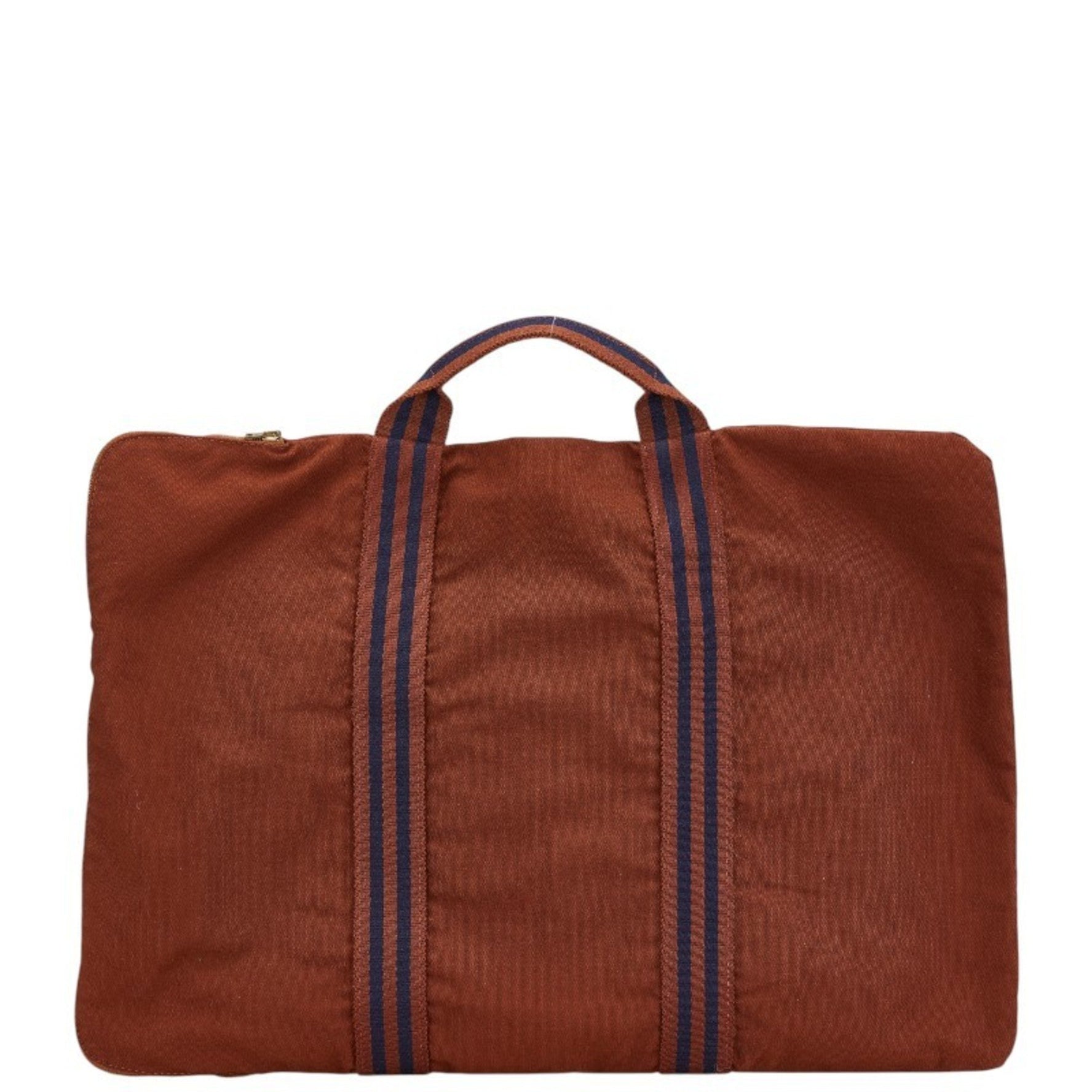 Hermes Foultou Porto-Document Bag Document Case Brown Navy Canvas Women's HERMES