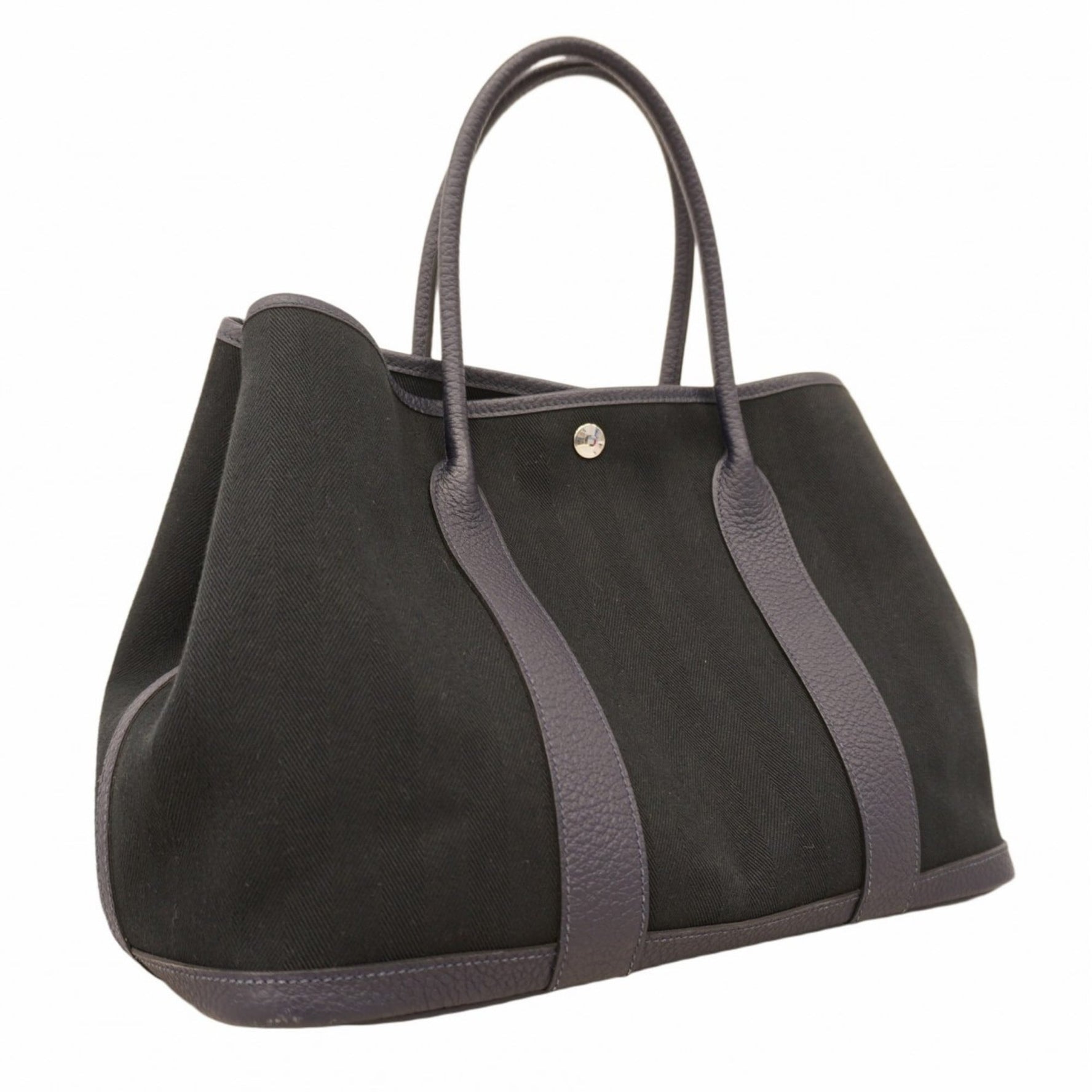 Hermes Hermès Garden PM Tote Bag, Toile Chevron Blue Nuit, X Stamp