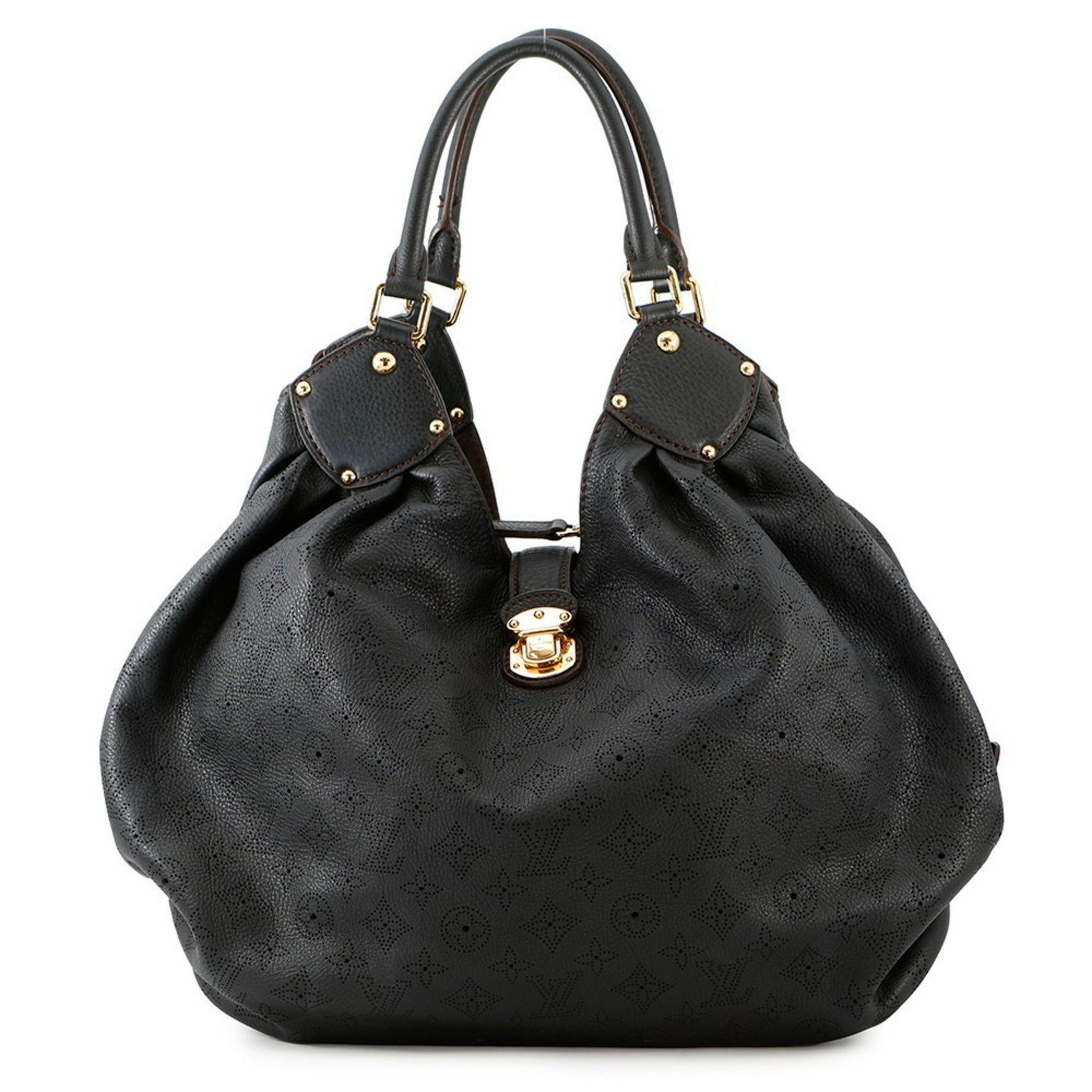 Louis Vuitton Monogram Mahina L Shoulder Bag LOUIS VUITTON Handbag Black