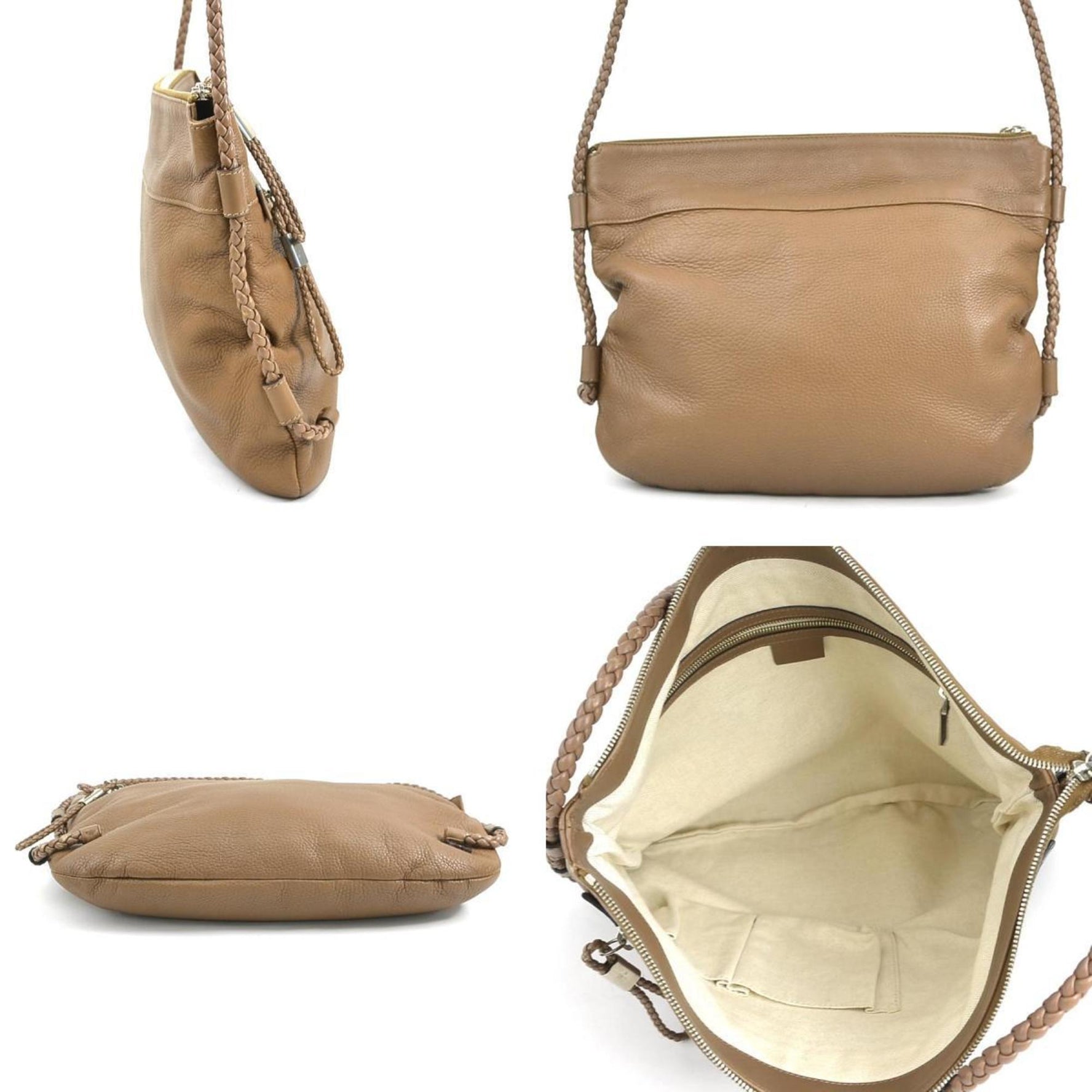 GUCCI shoulder bag leather silver men women