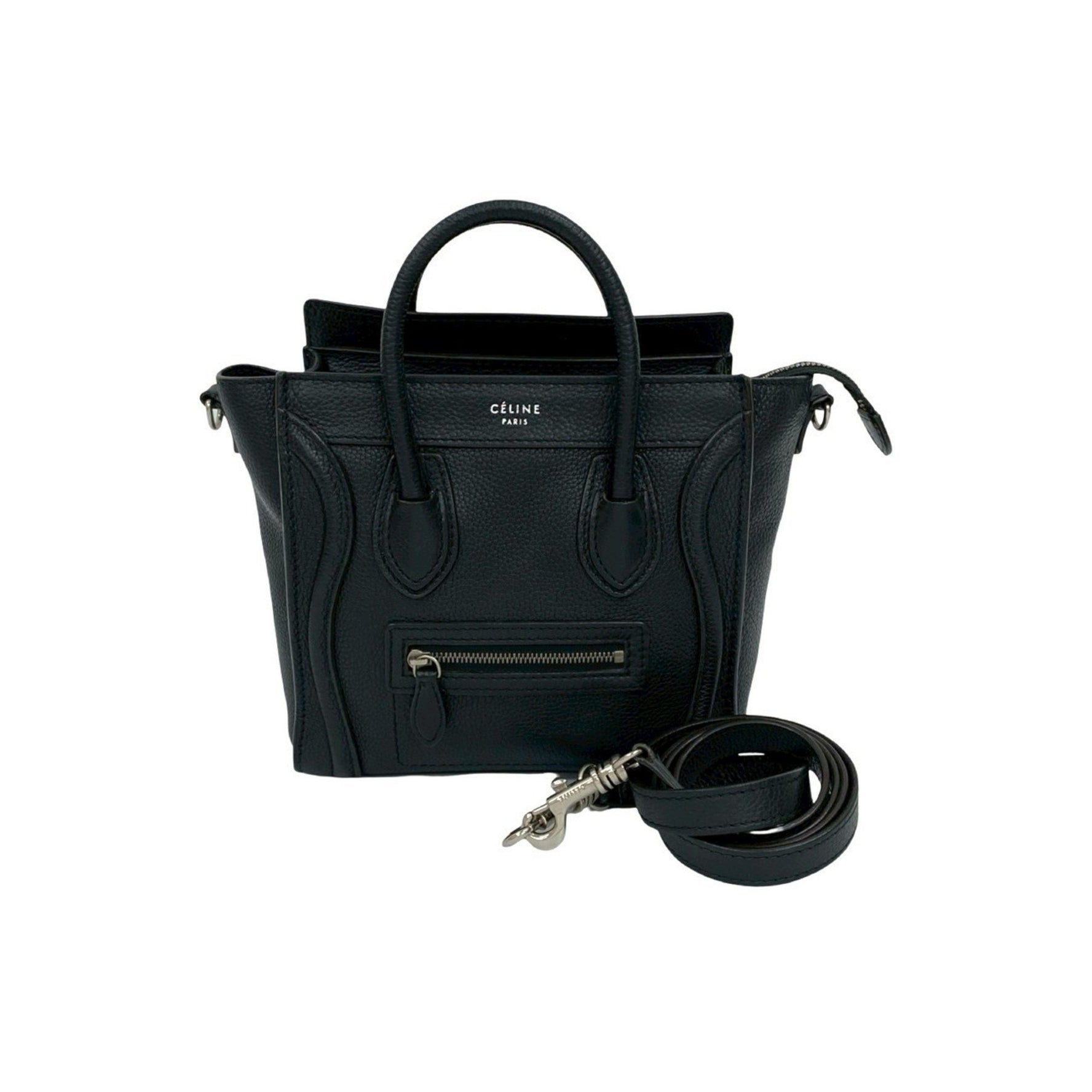 CELINE Luggage Nano Shopper Leather Handbag, Mini Tote Bag, Shoulder