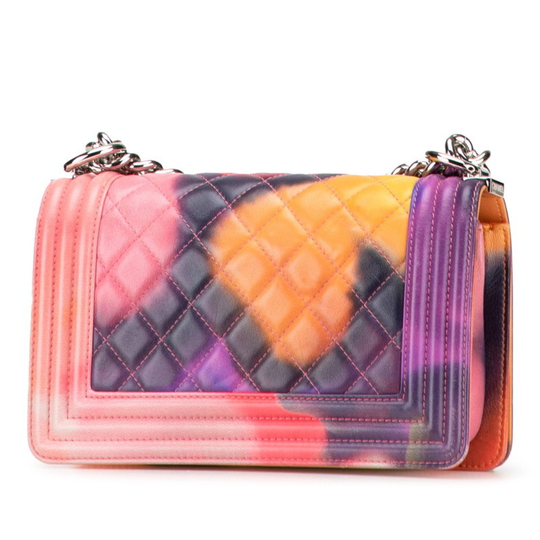 CHANEL Boy Coco Mark Chain Shoulder Bag Handbag Pink Multicolor Lambskin