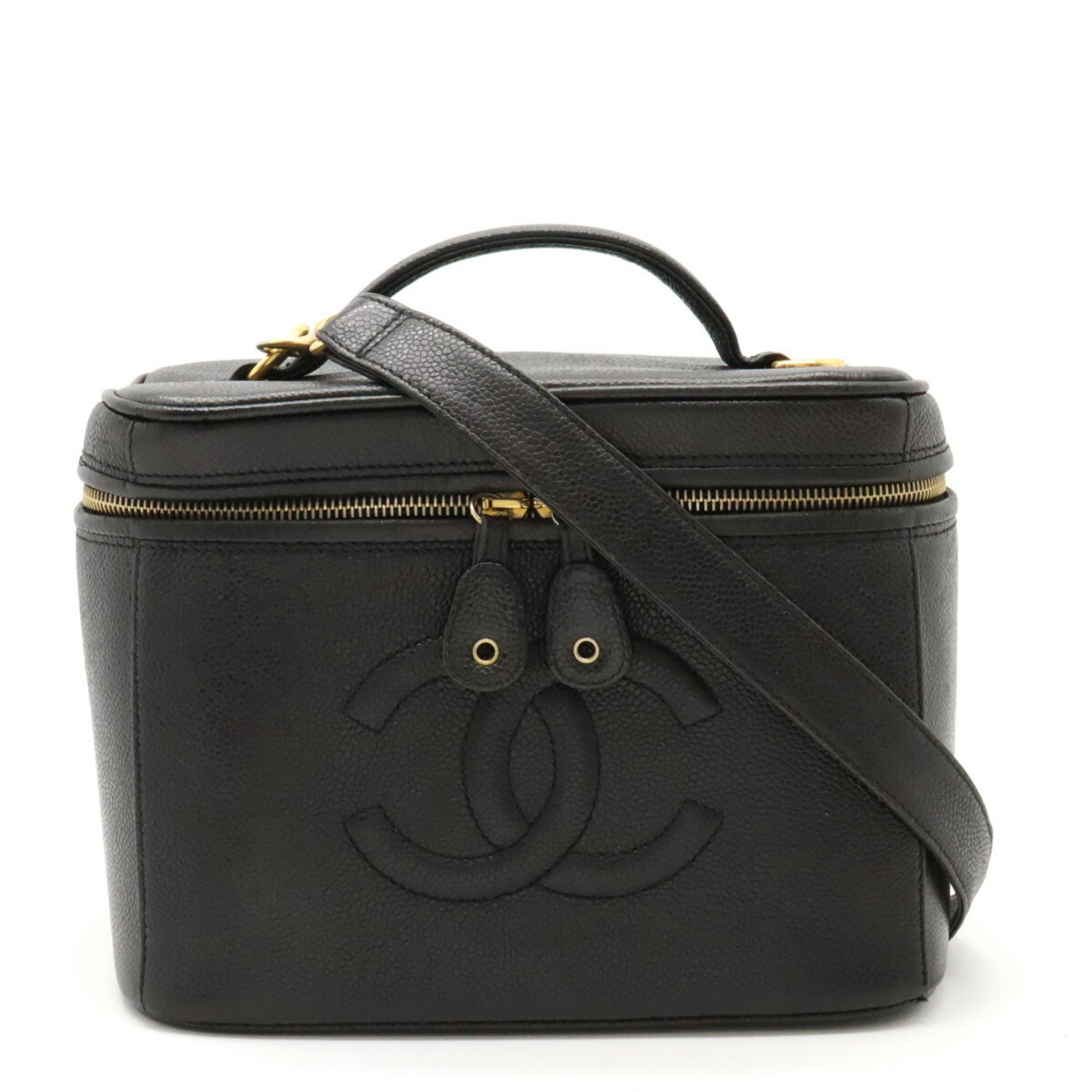 CHANEL Coco Mark Caviar Skin Vanity Bag Handbag Pouch Shoulder