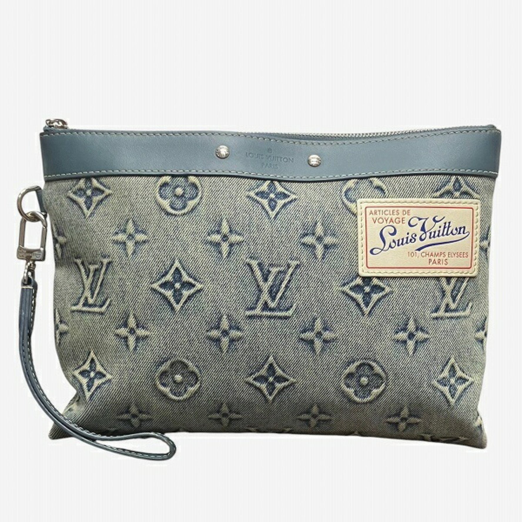 Louis Vuitton Monogram Washed Denim Pochette To Go Clutch Bag, Second Men's/Women's