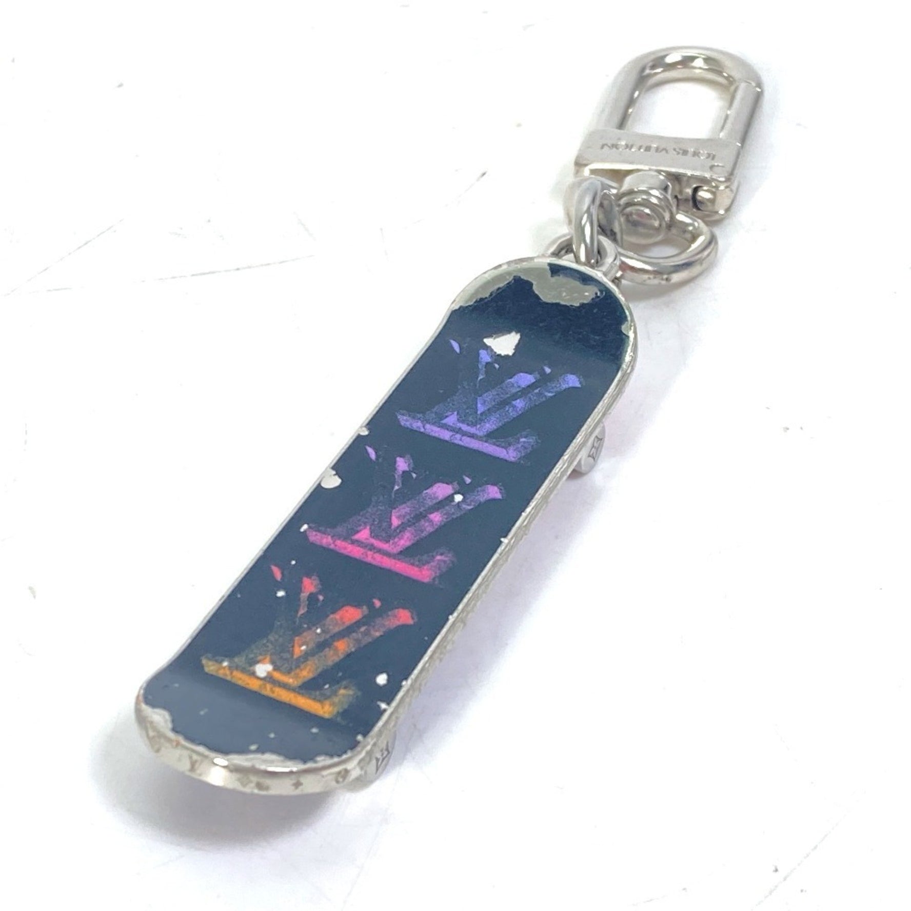 LOUIS VUITTON MP3269 Skateboard Jeweled Sack Bag Charm Keychain Metal Men's Black