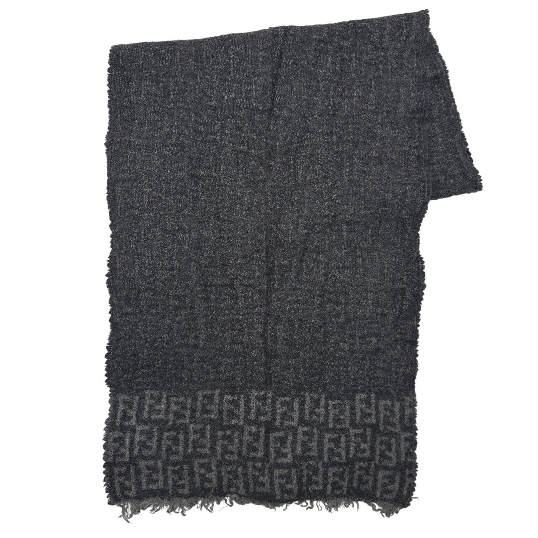 FENDI Zucchino Grey Wool Scarf