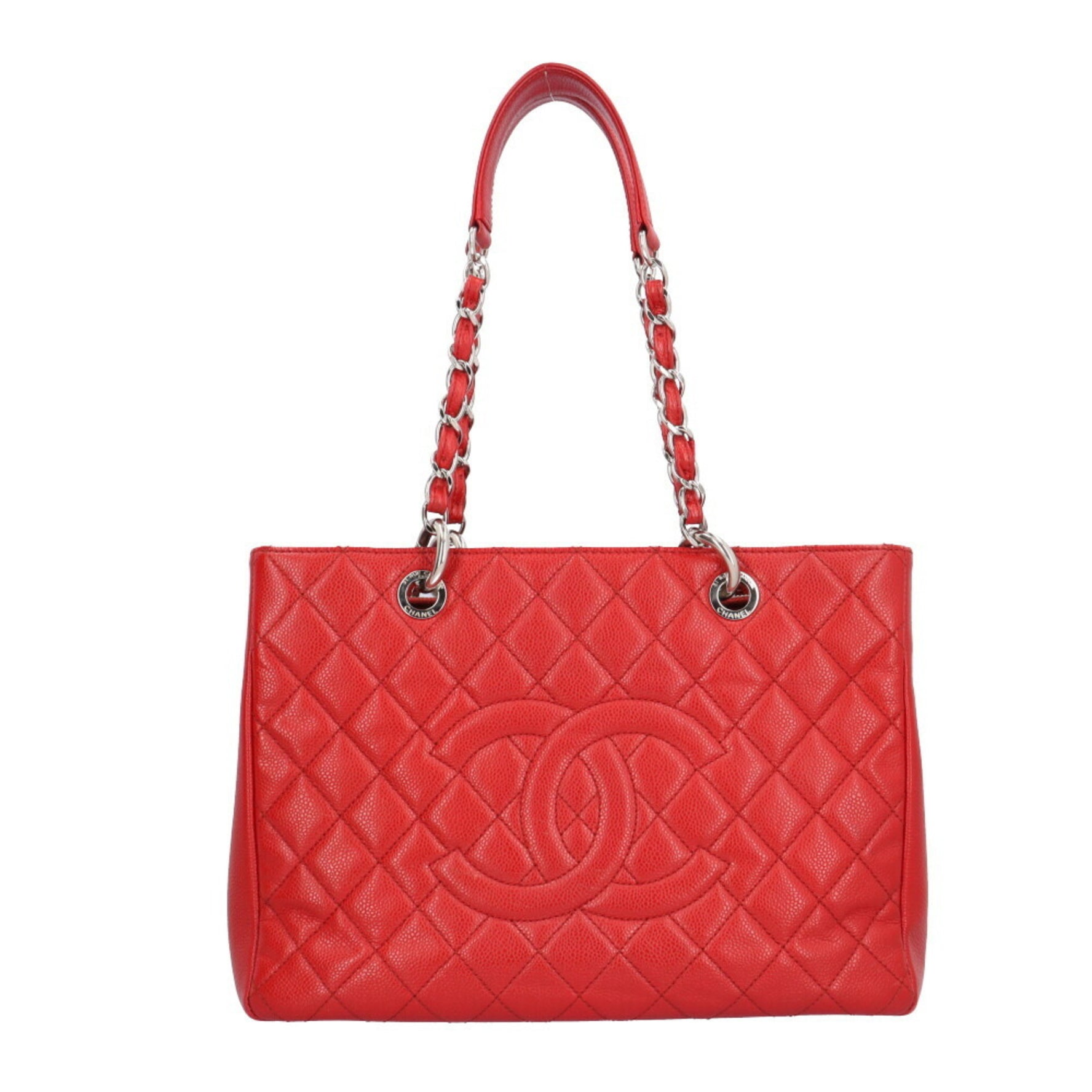 Chanel GST Tote Matelasse Bag Caviar Skin Red Chain