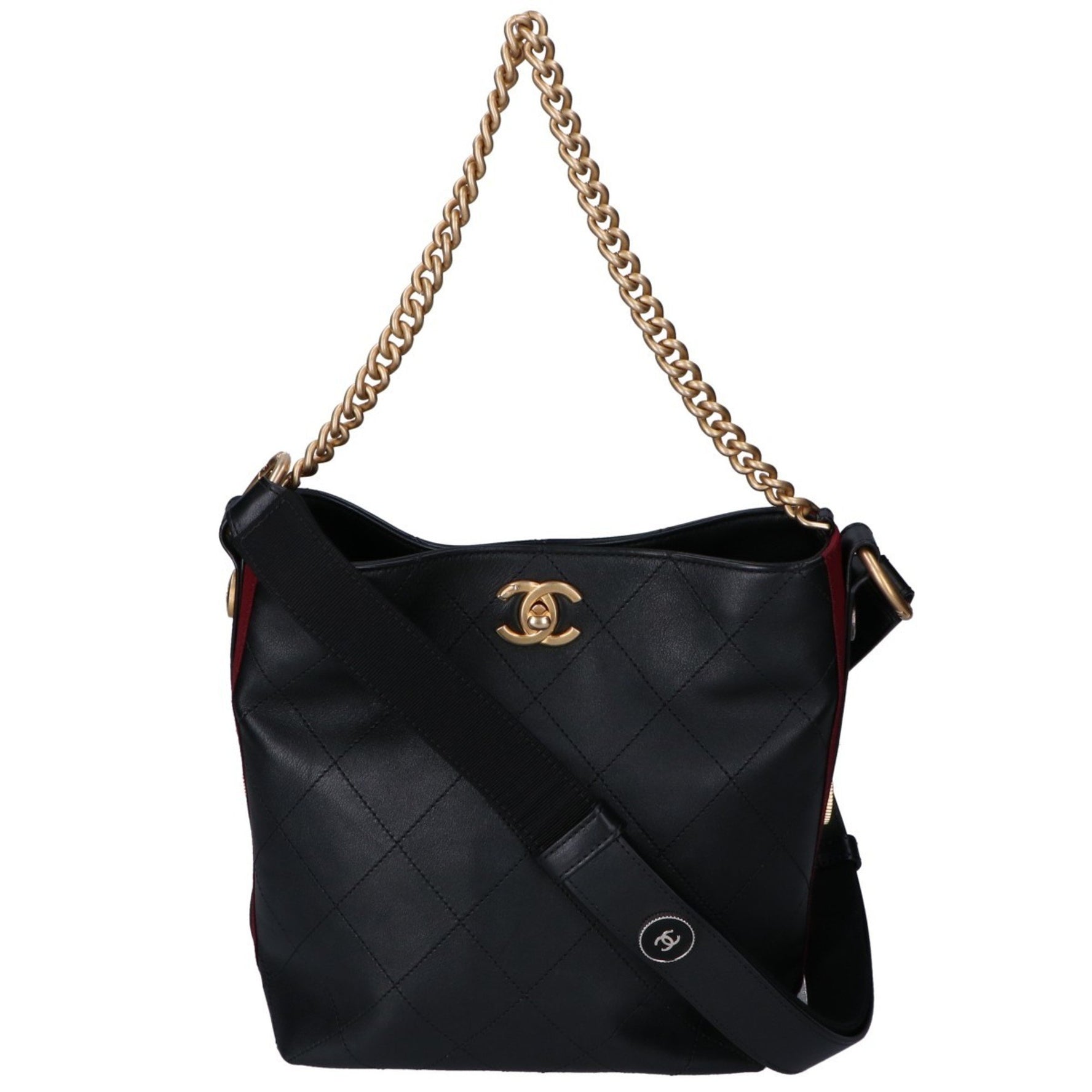 CHANEL 26 series Coco Button Quilted Hobo Shoulder Bag GD Hardware