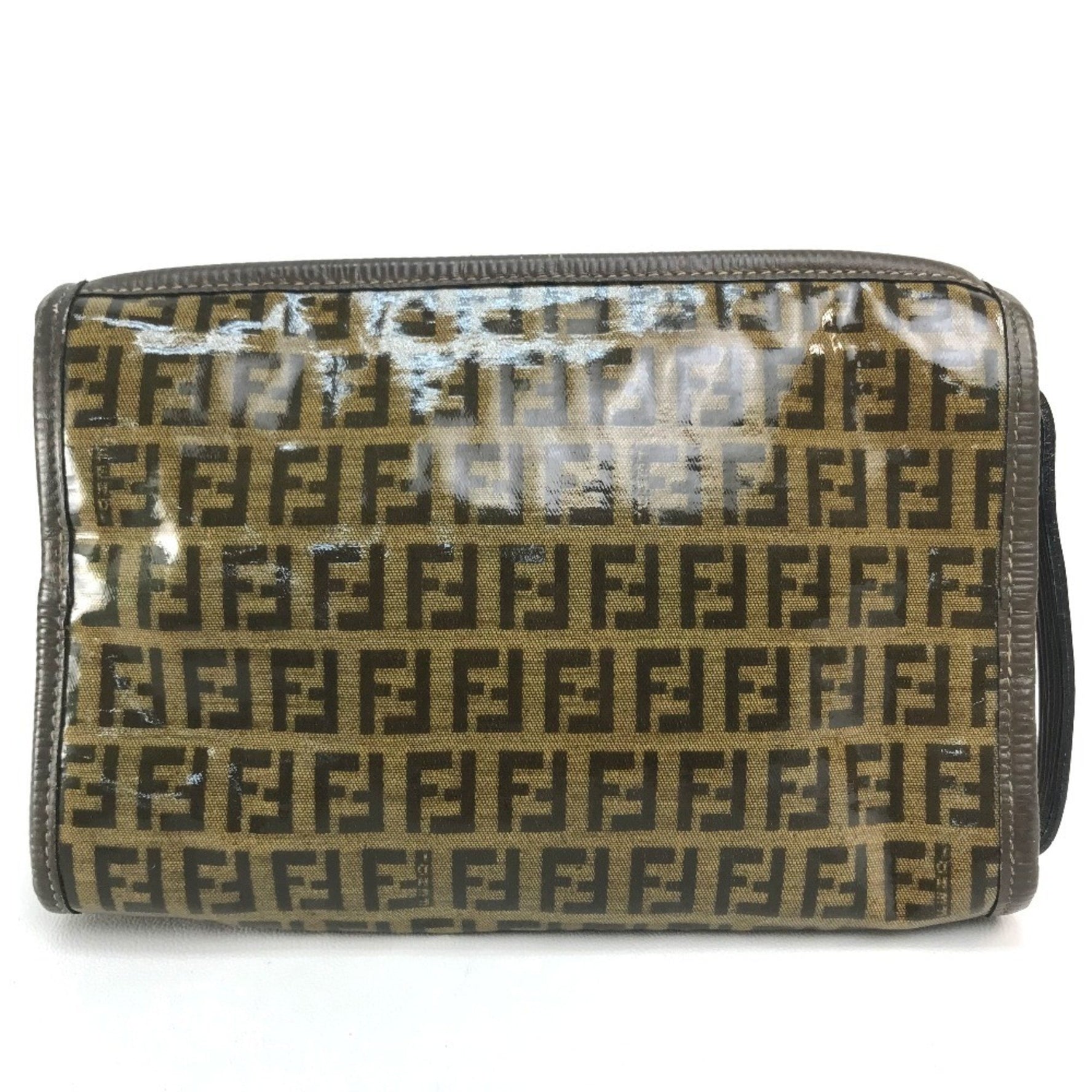 FENDI FF Zucca print pochette one-shoulder shoulder bag in vinyl/leather