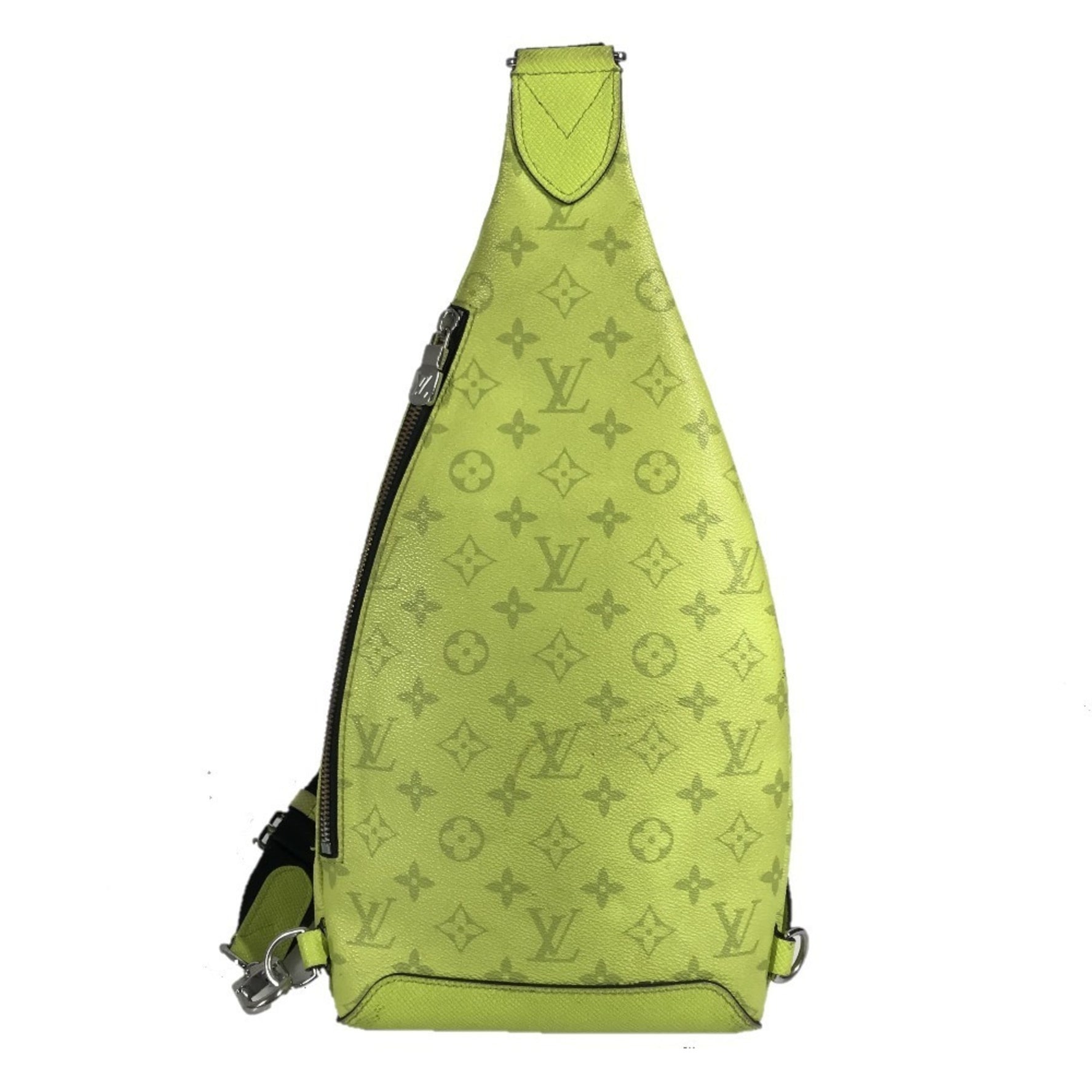 LOUIS VUITTON Taiga Rama Duo Sling Bag, Crossbody Shoulder Monogram Canvas/Taiga Leather, Unisex, Yellow