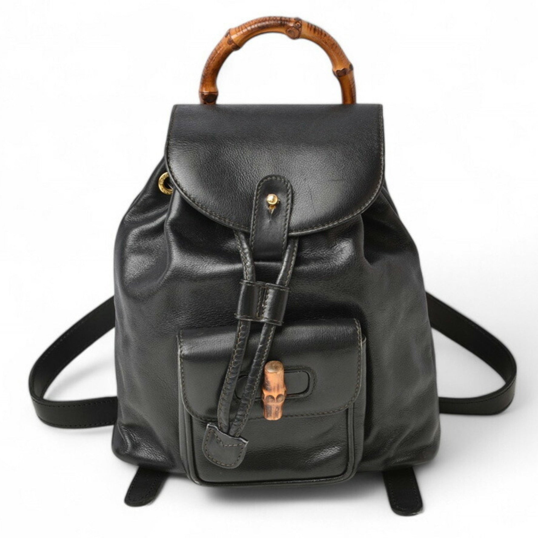 GUCCI Bamboo Backpack Leather Black