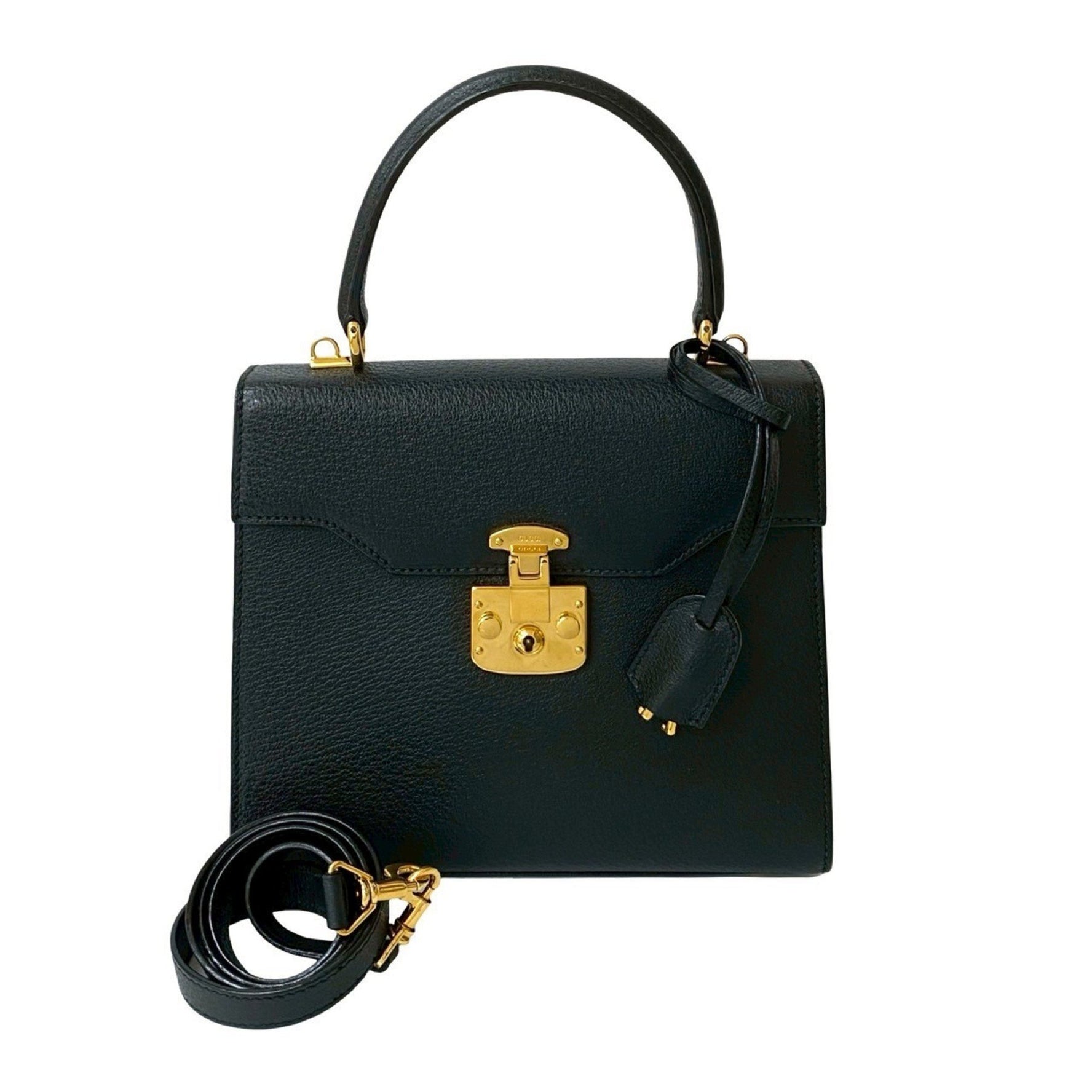 GUCCI Old Gucci Leather 2-Way Shoulder Bag/Handbag Black 818-9