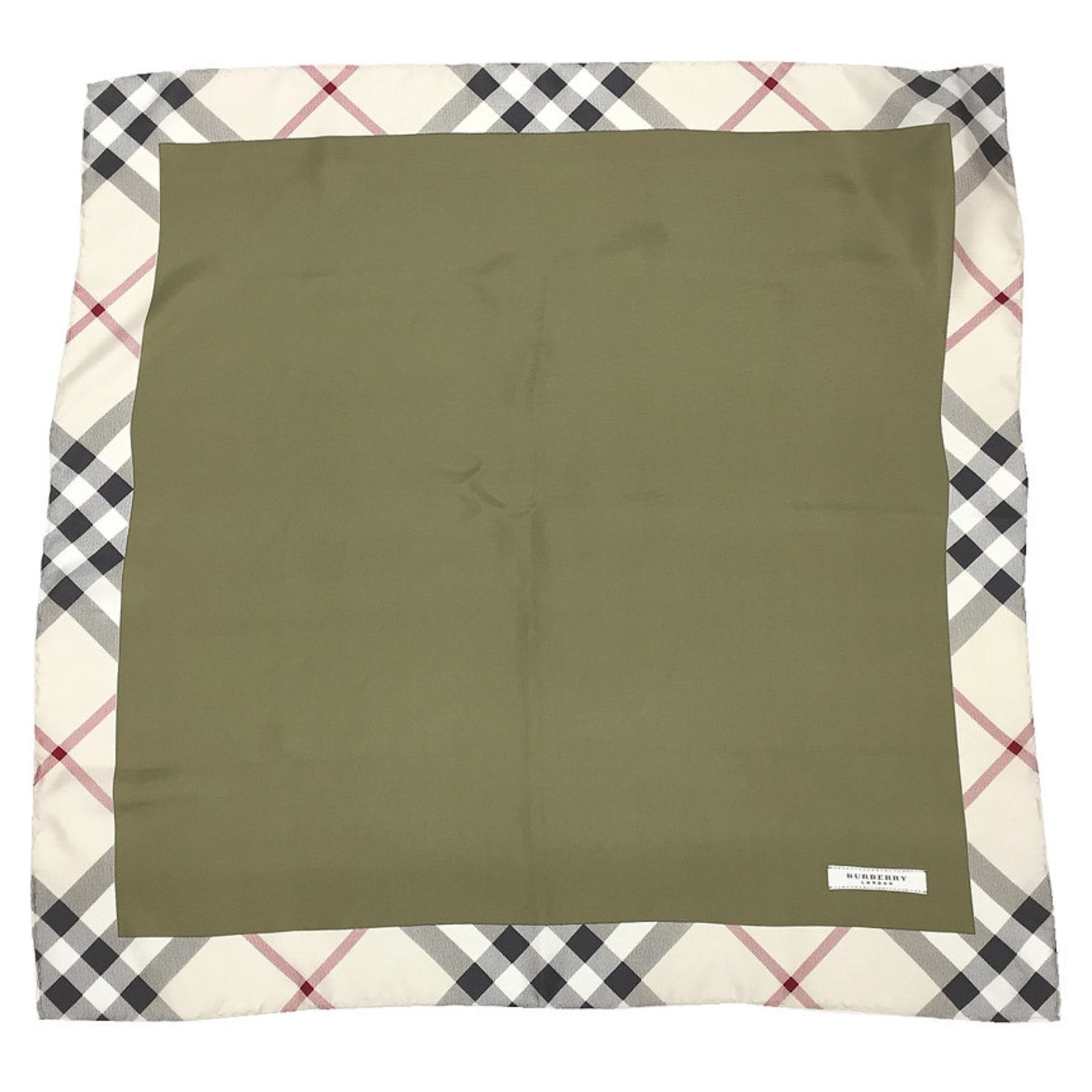 BURBERRY Check Scarf/Muffler in Silk, Beige and Khaki.