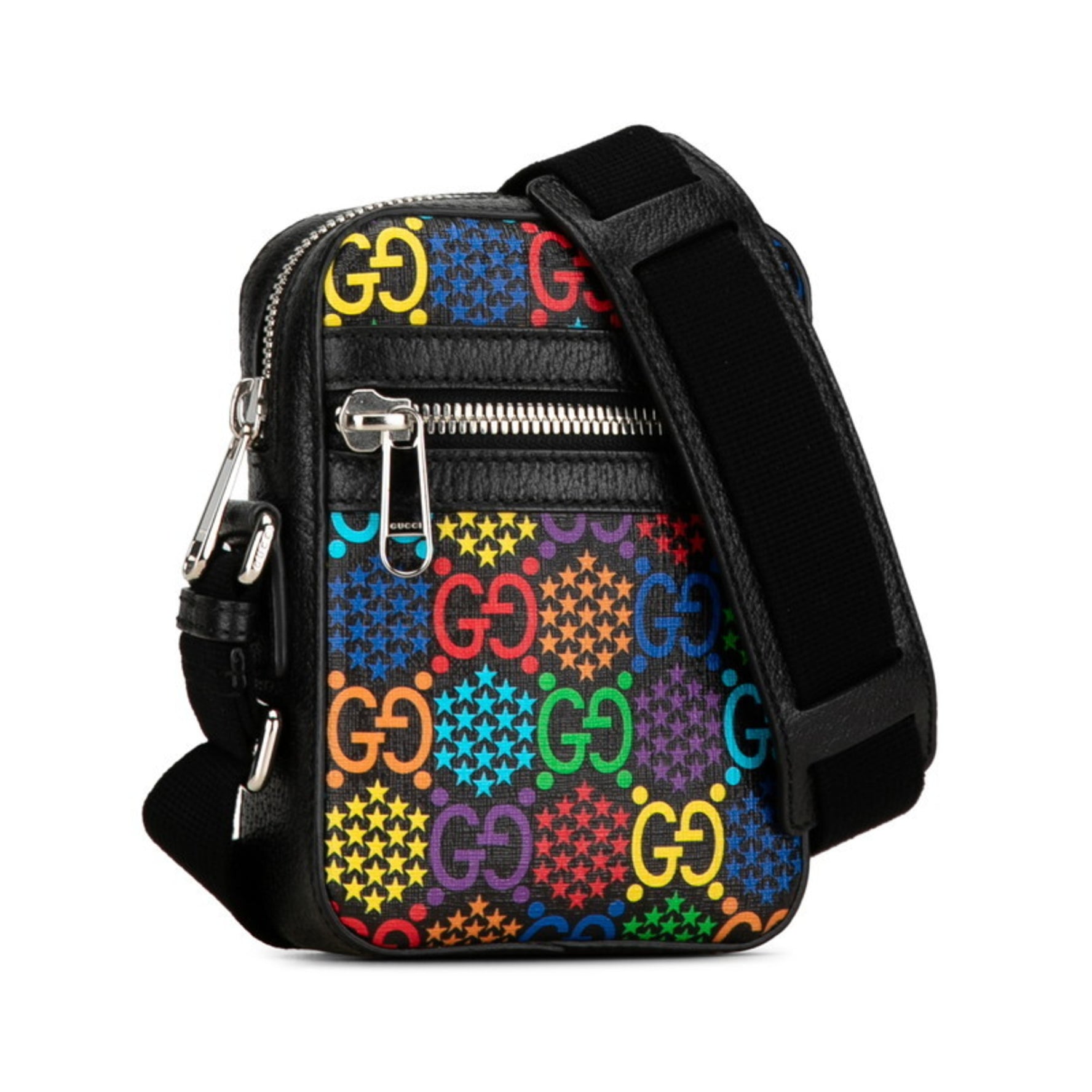 Gucci GG Psychedelic Shoulder Bag Black Multicolor PVC Leather Women's GUCCI