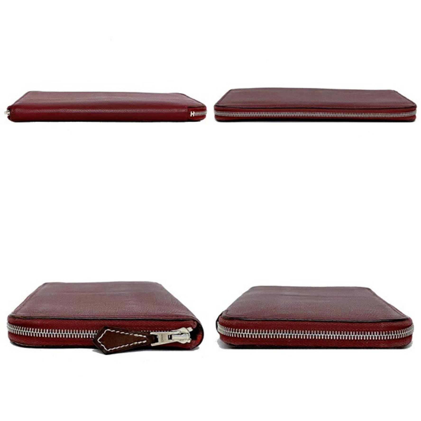 Hermes Long Wallet Azap Bordeaux Rouge Glenat Silk In Leather Epson Round Ladies