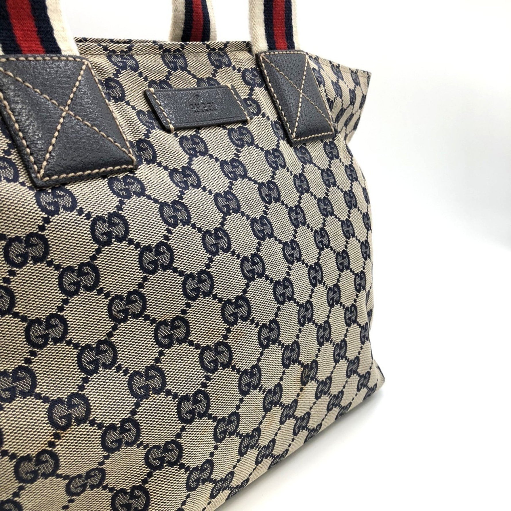 GUCCI Tote Bag GG Canvas Leather Sherry Line