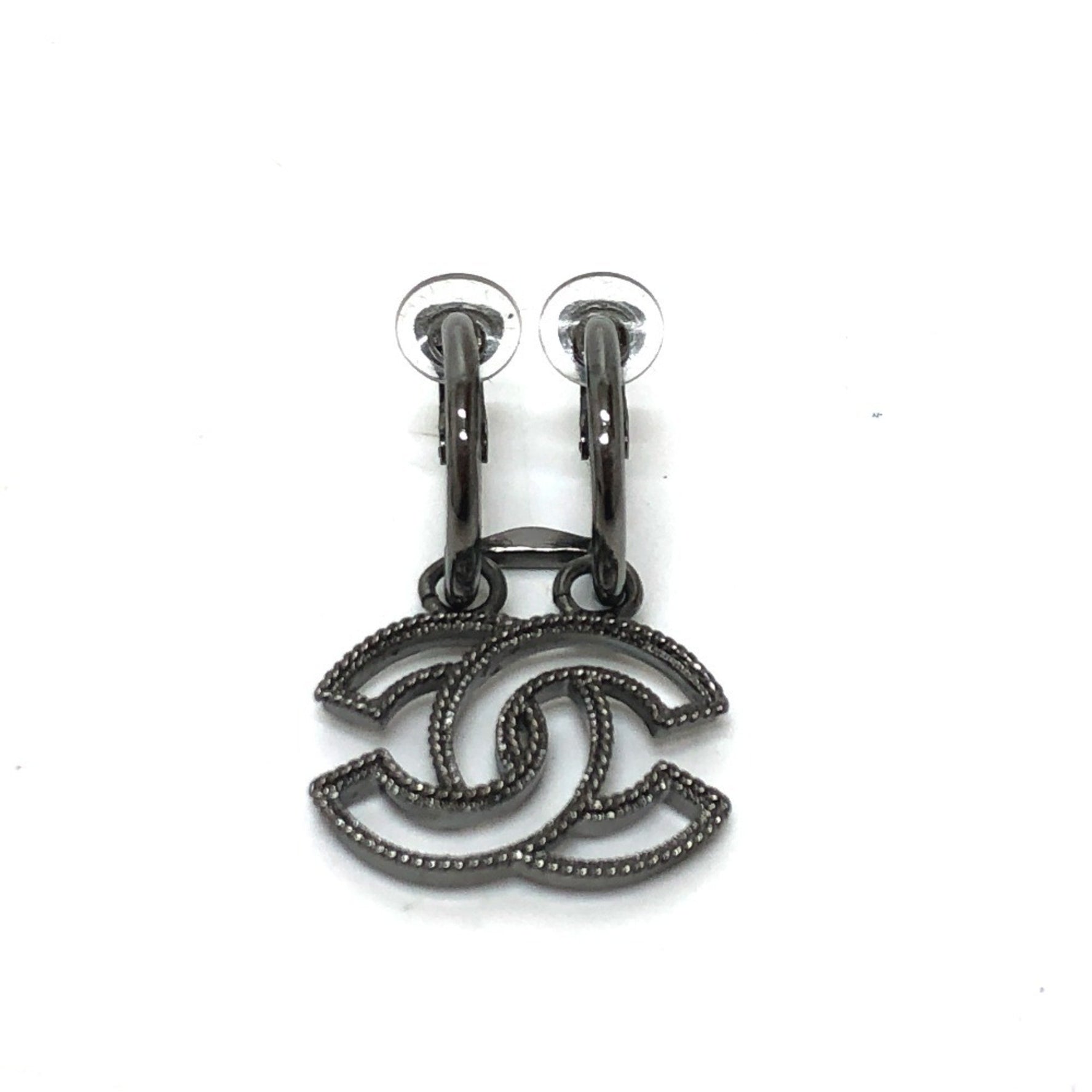 CHANEL CC Coco Mark A17S Metal Earrings, Women's, Black