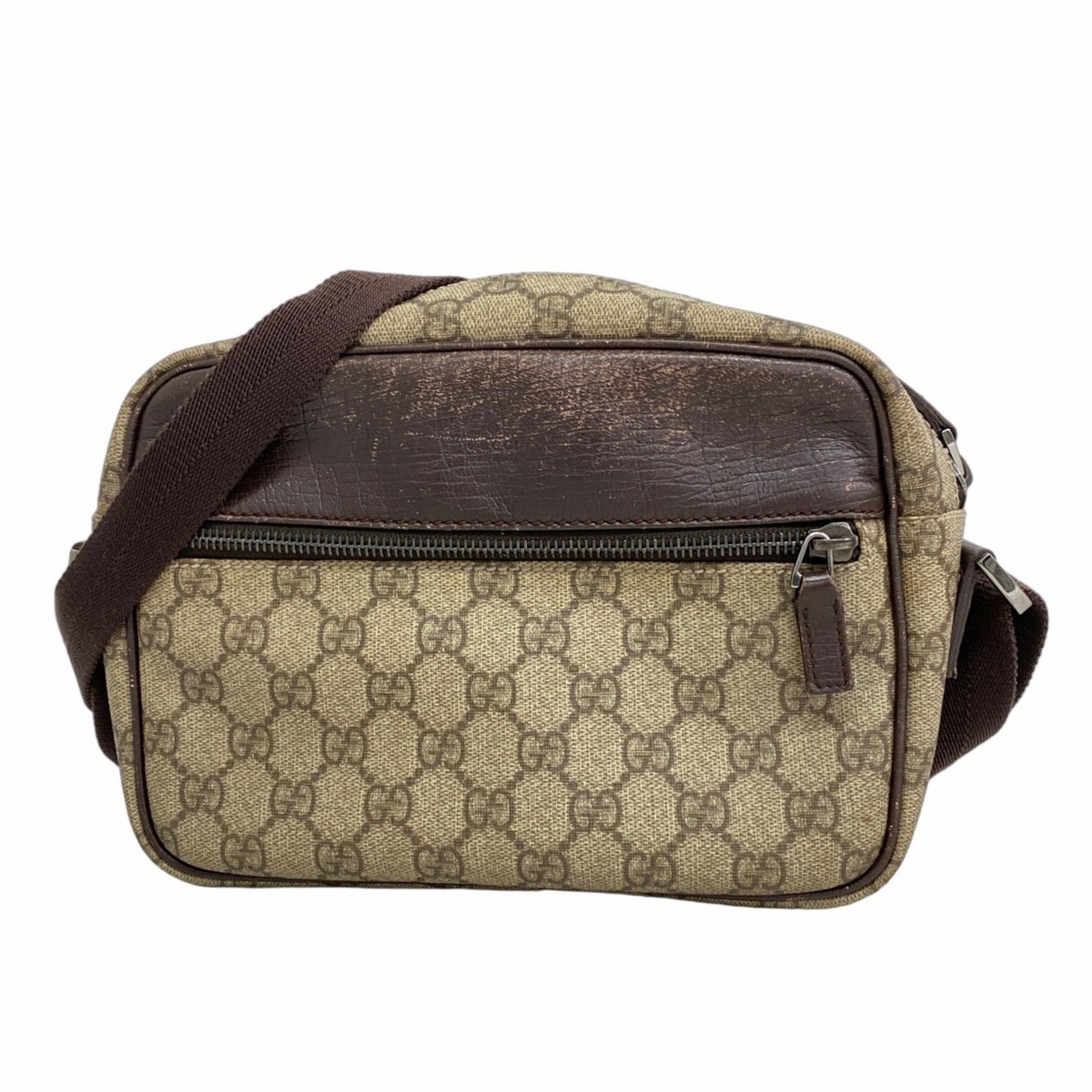 Gucci GG Supreme Shoulder Bag Beige Brown