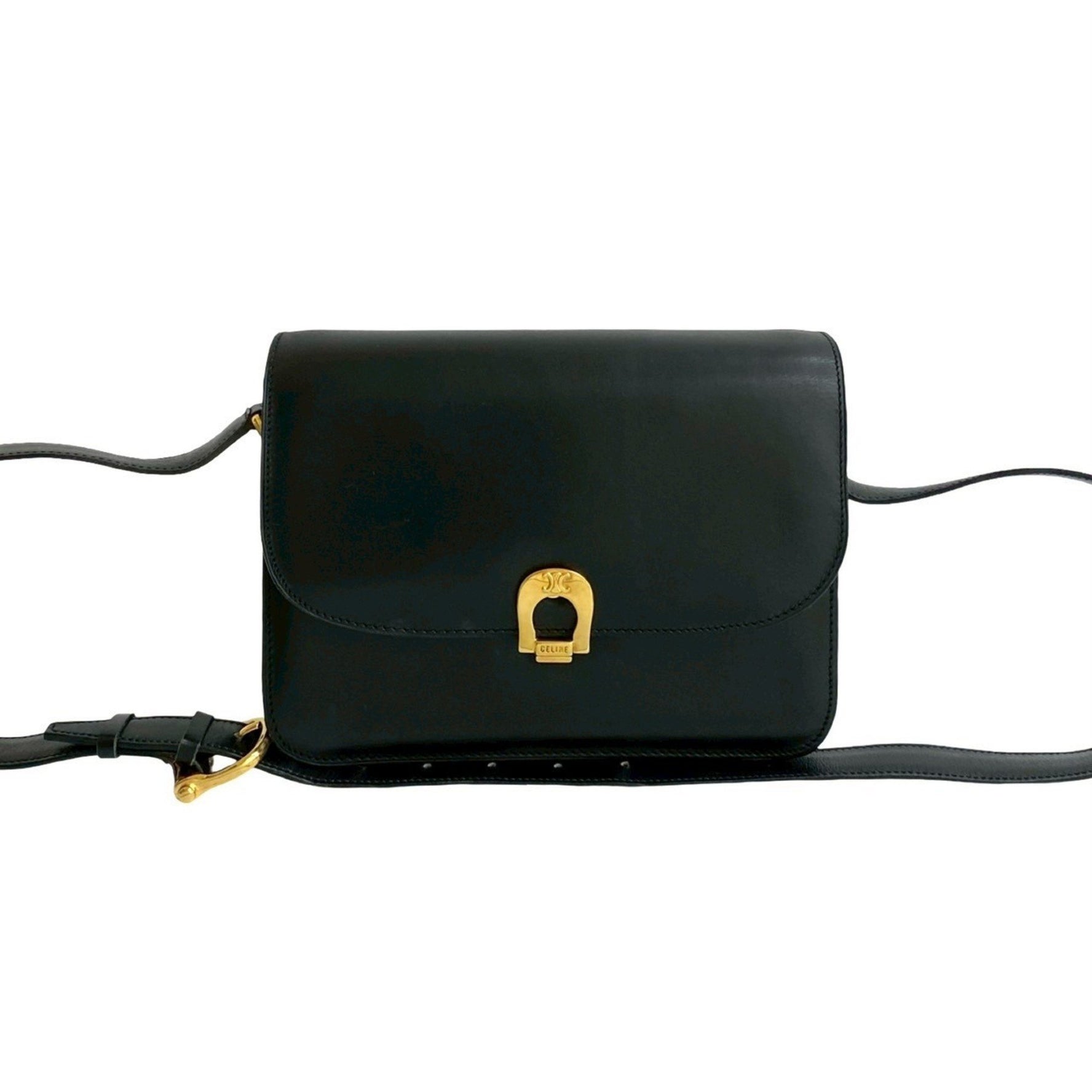 CELINE Triomphe Logo Hardware Calfskin Leather Shoulder Bag/Pochette/Sacoche