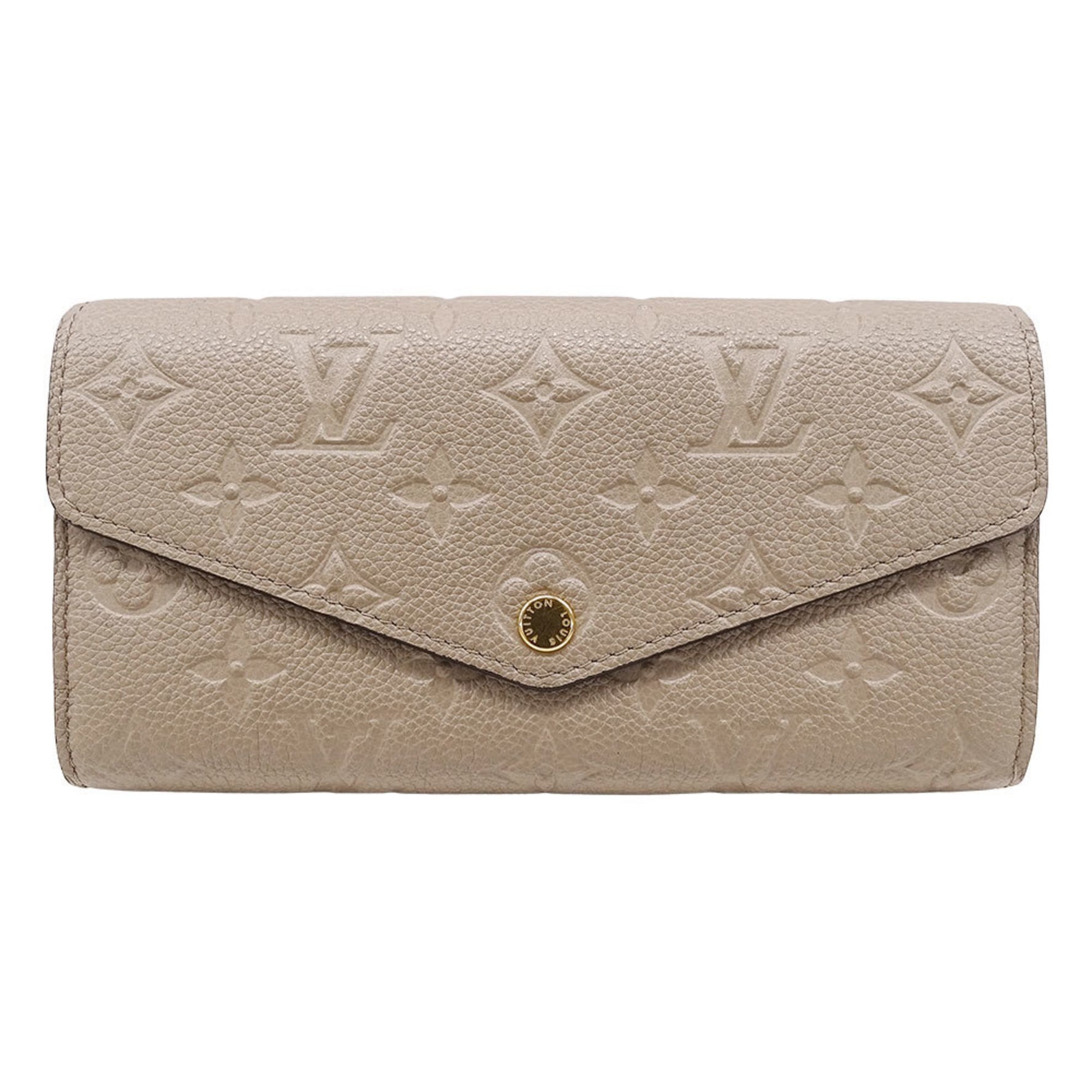 Louis Vuitton Monogram Empreinte Sarah Tourterelle Long Wallet, Flap Closure