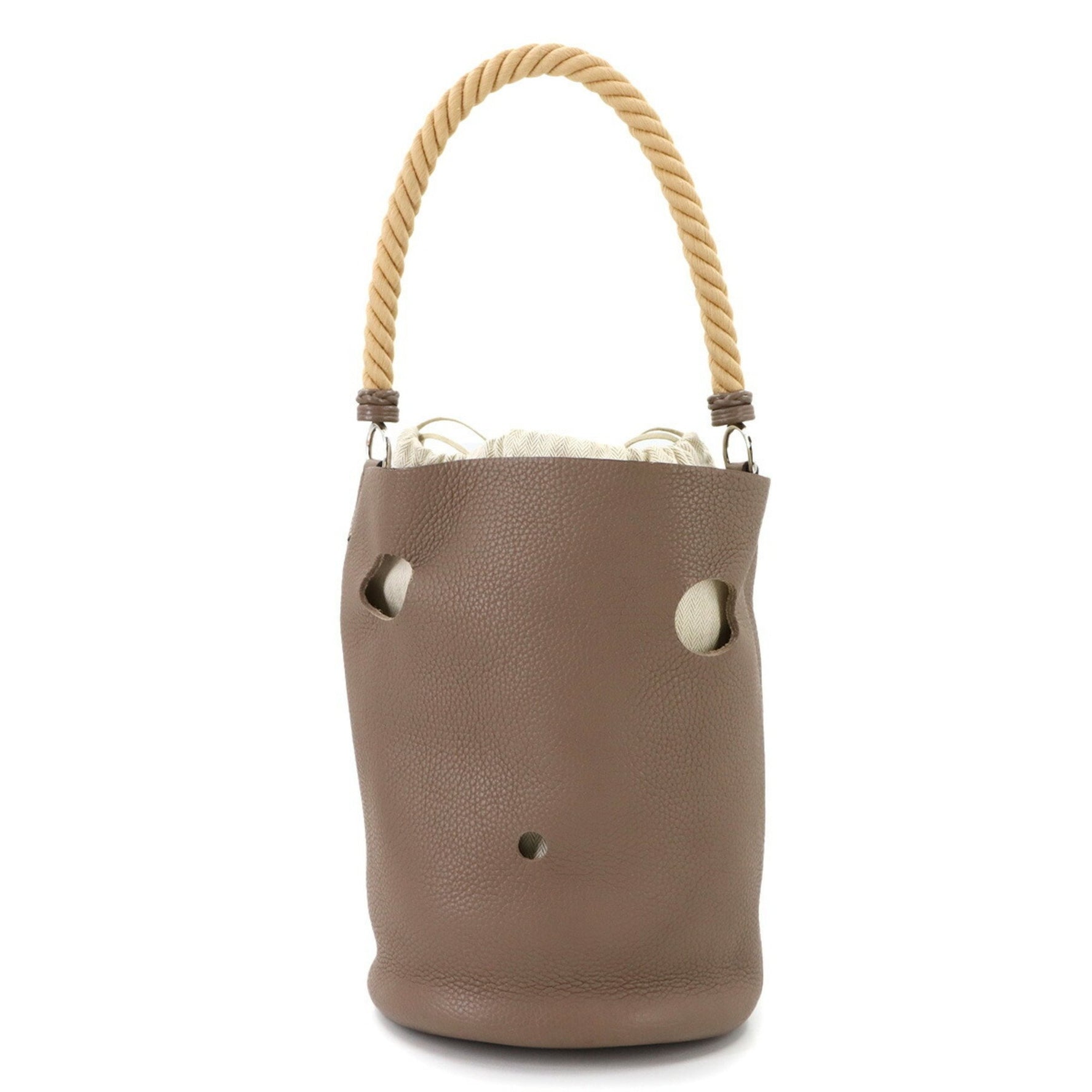 Hermes Hermès Mangeoire GM Handbag in Taurillon Clemence Etoupe Leather with □I Stamp