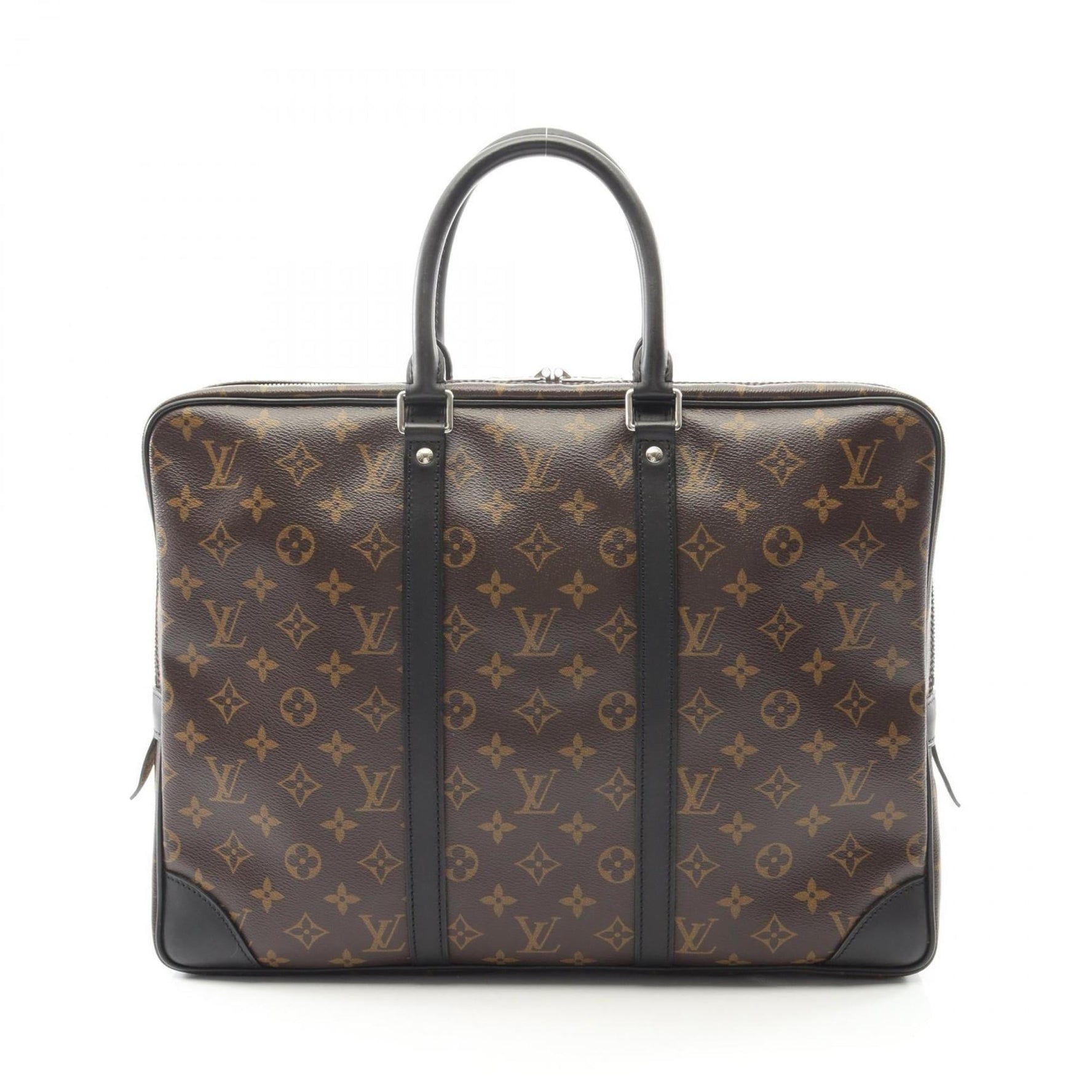 Louis Vuitton Voyage Monogram Macassar Business Bag, Coated Canvas and Leather, Brown Black