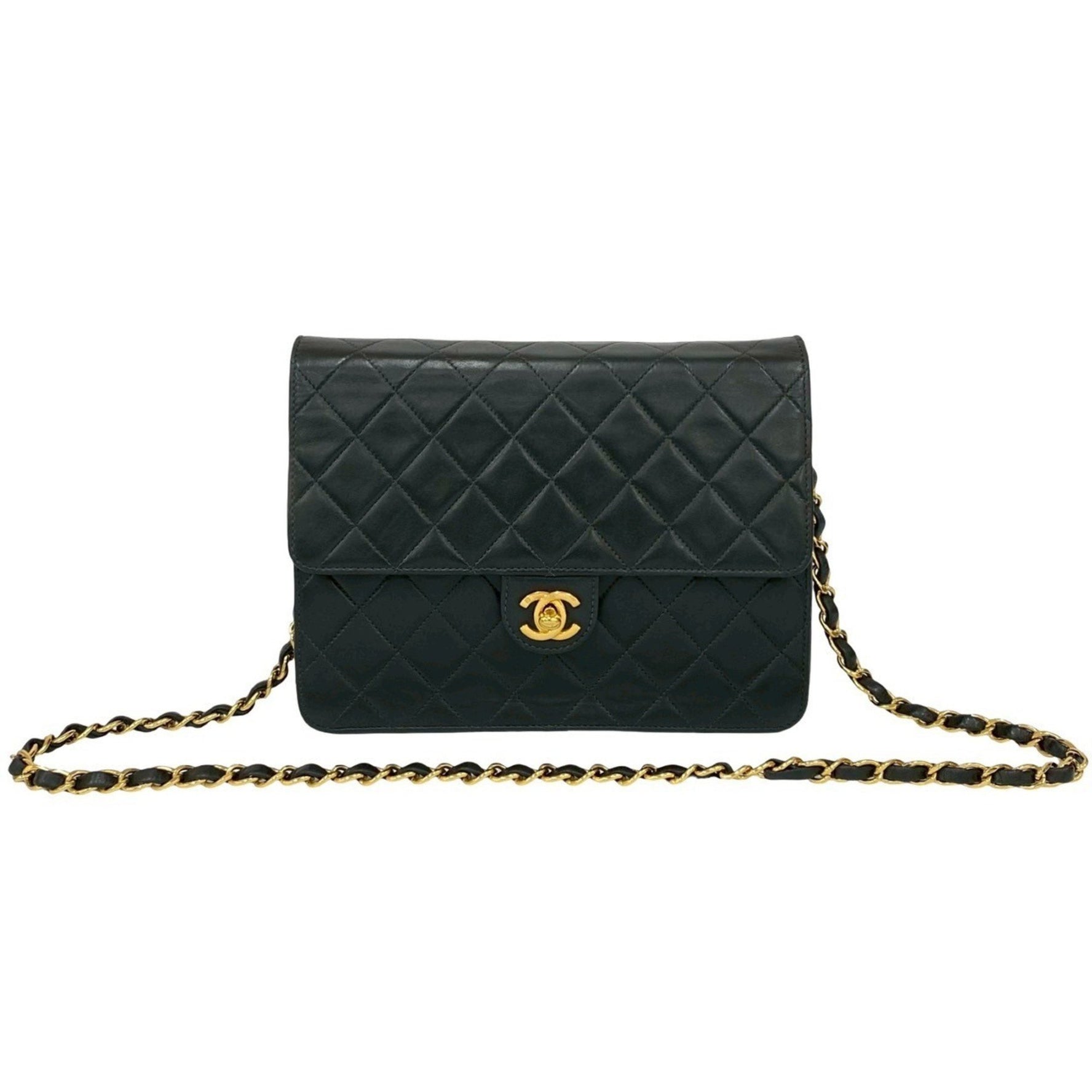 CHANEL Mini Matelasse Coco Mark Lambskin Leather Chain Shoulder Bag