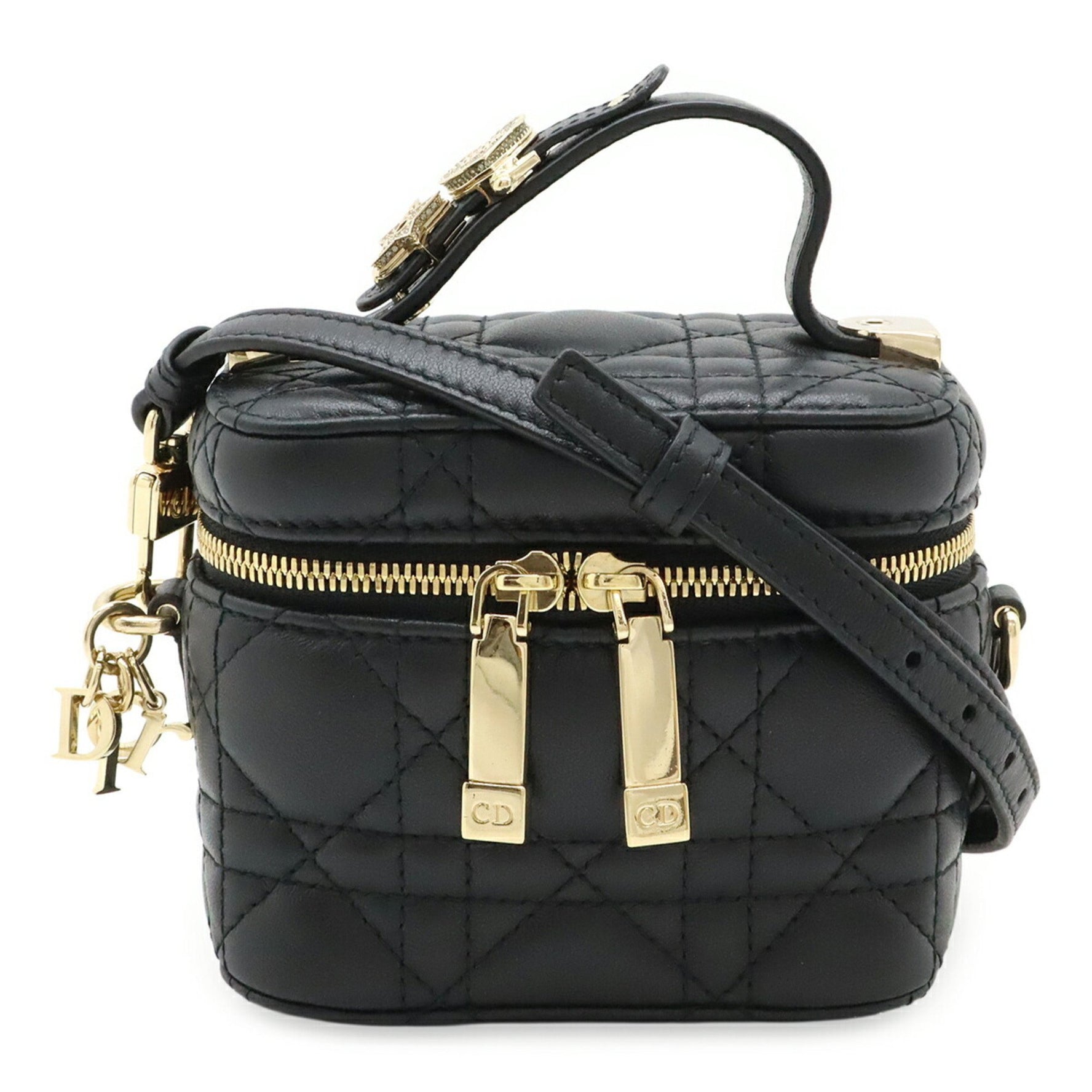 Christian Dior Lady Micro Vanity Shoulder Bag in Black Leather