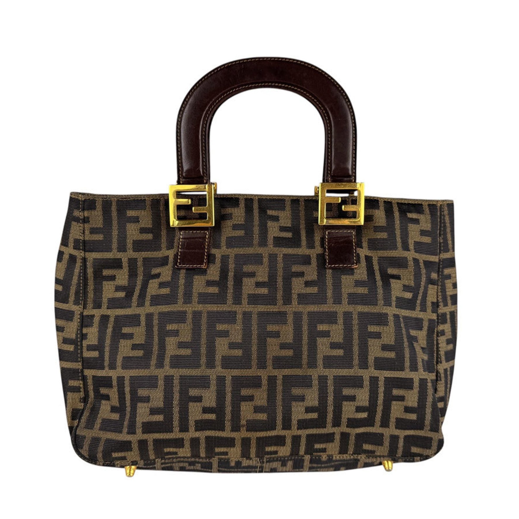 Fendi Zucca nylon canvas and leather handbag