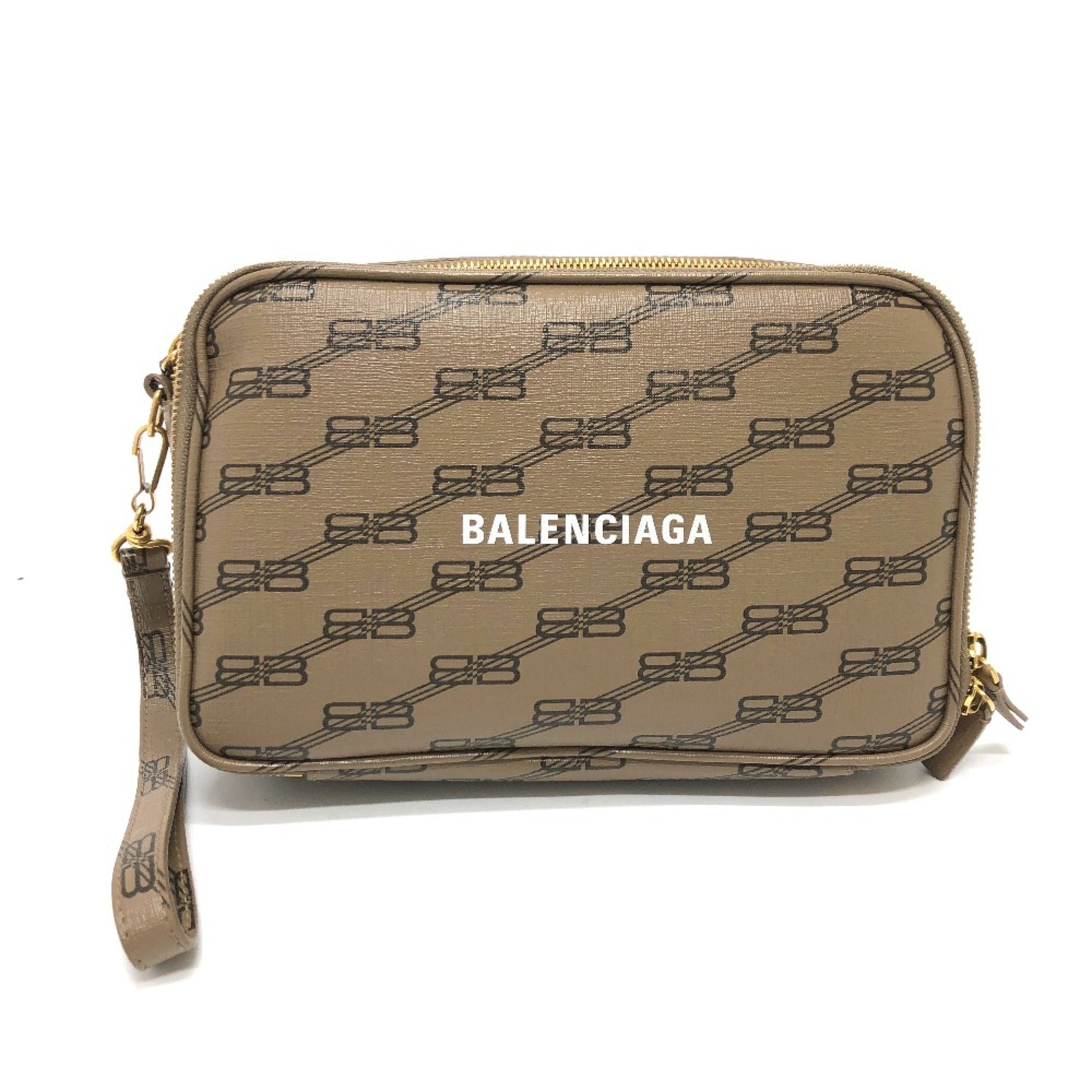 Balenciaga logo Pochette bag Clutch bag Brown GoldHardware