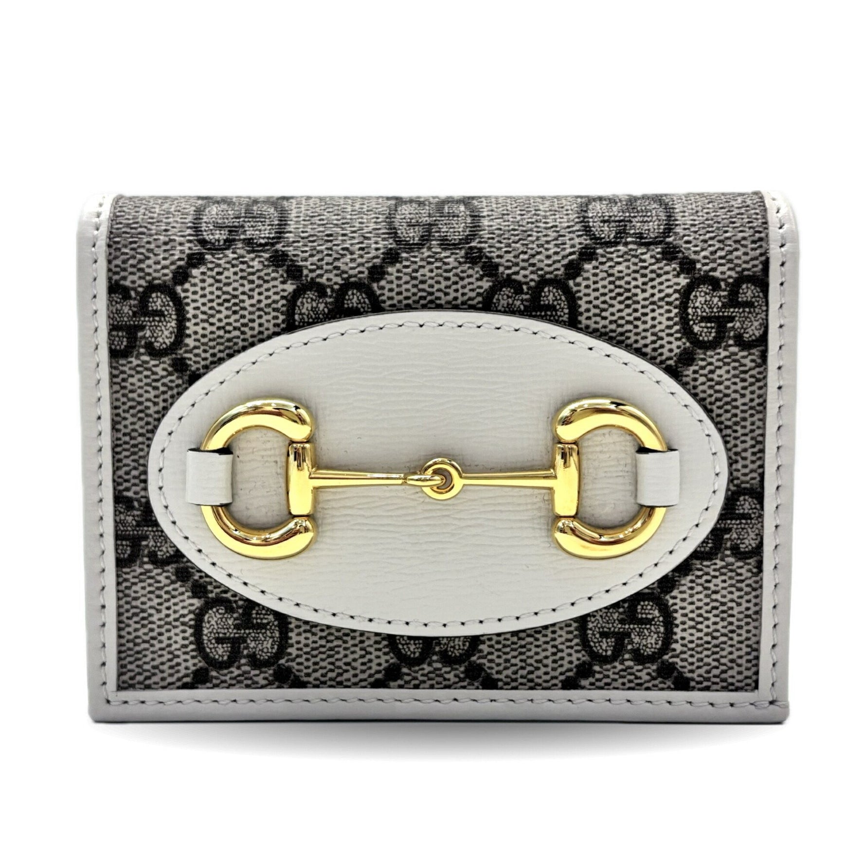 Gucci Business Card Holder/Card Case Wallet GG Supreme Horsebit 1955 Leather Bi-fold