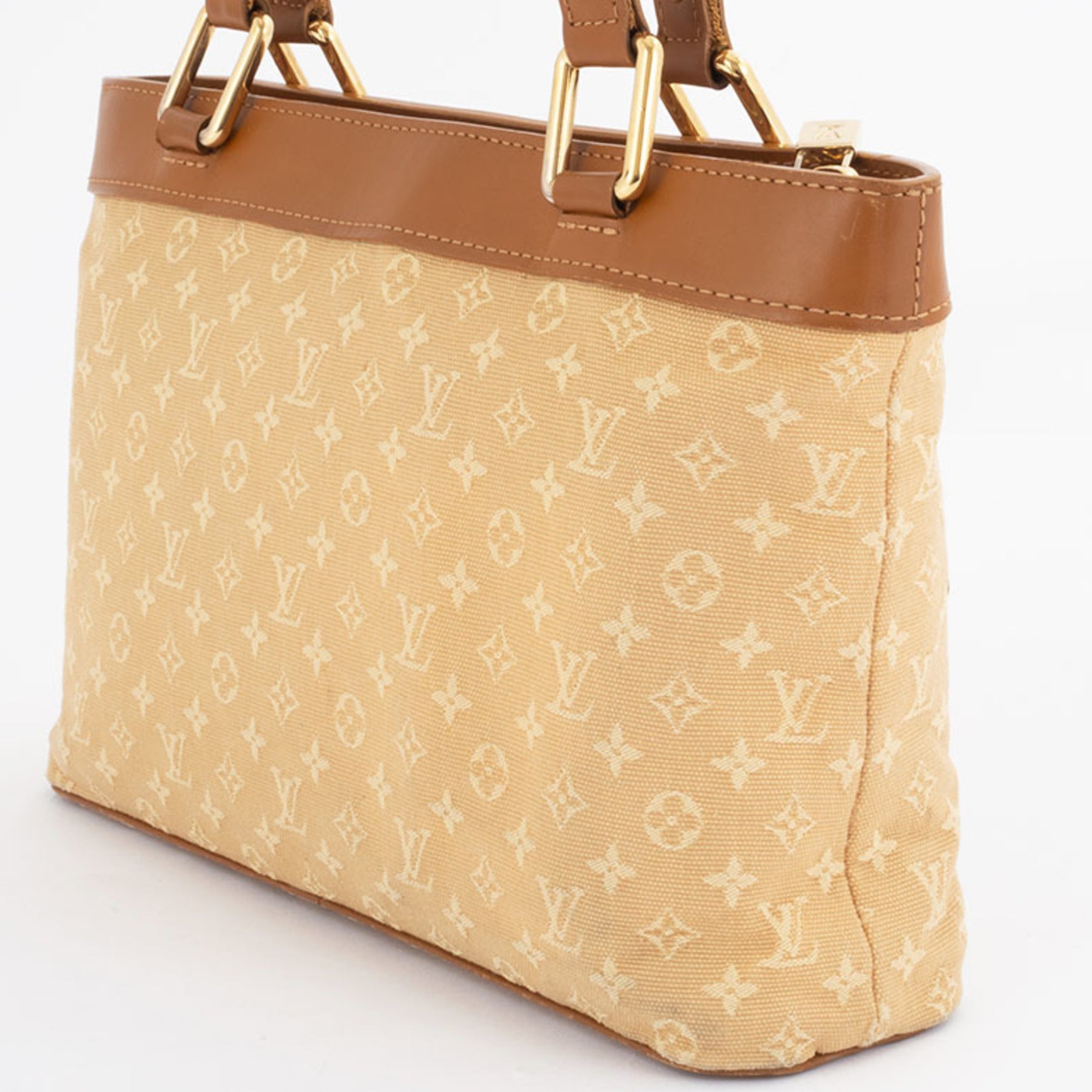 Louis Vuitton Luceille PM Handbag Monogram Mini Canvas Leather Beige Brown