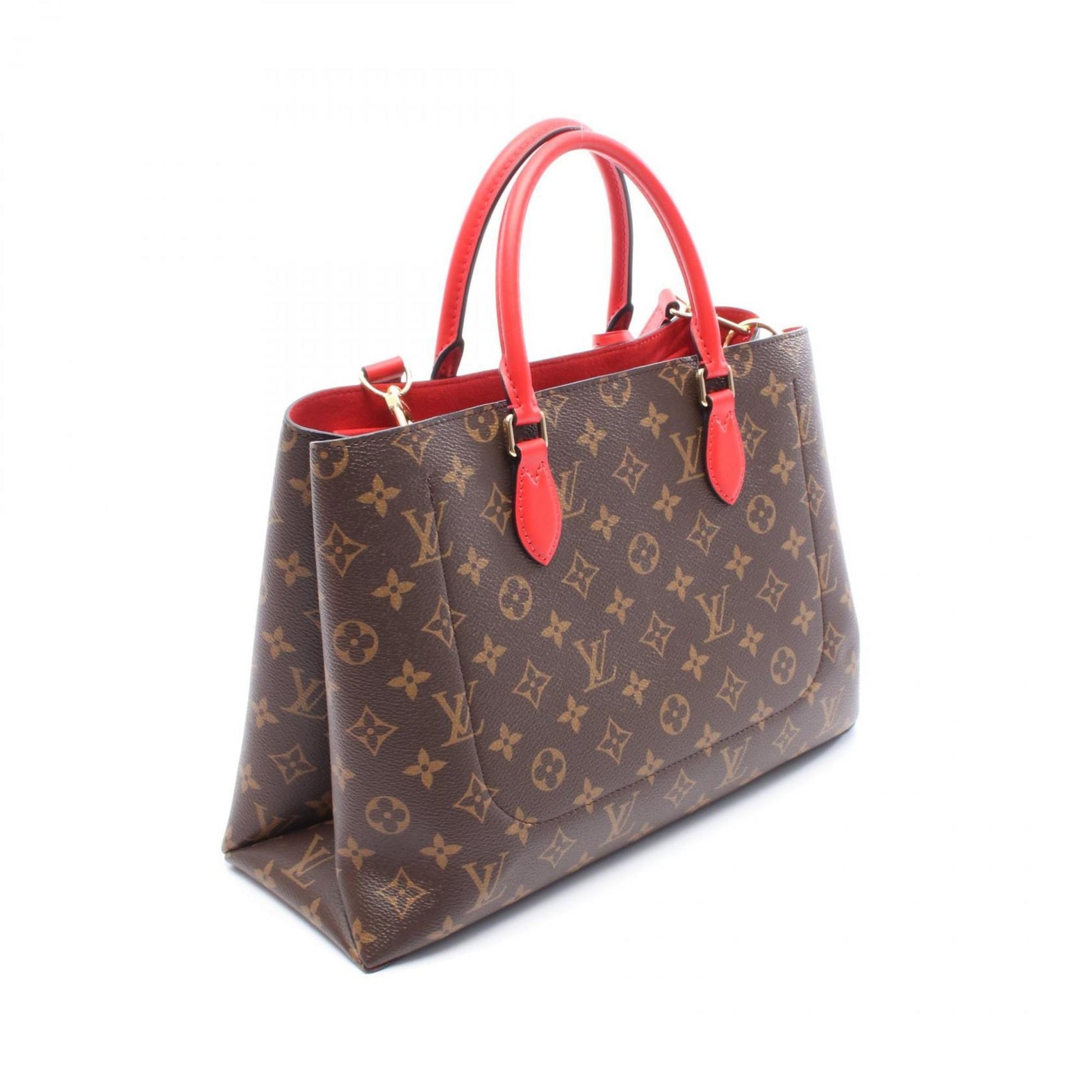 Louis Vuitton Flower Tote Bag, PVC-Coated Canvas and Leather, Monogram, Brown/Red