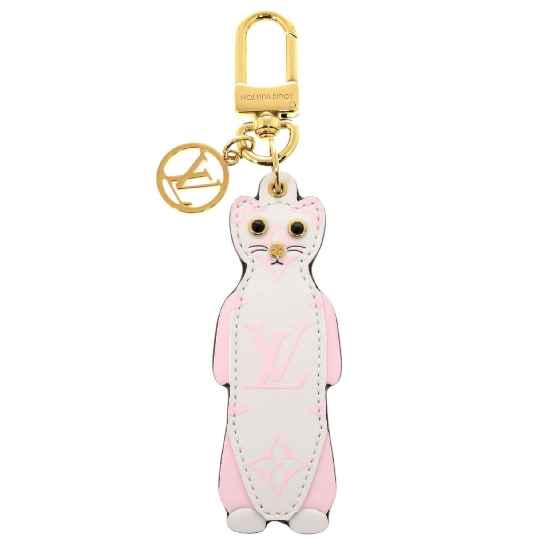 Louis Vuitton Hermine M01563 Leather White Pink Keychain