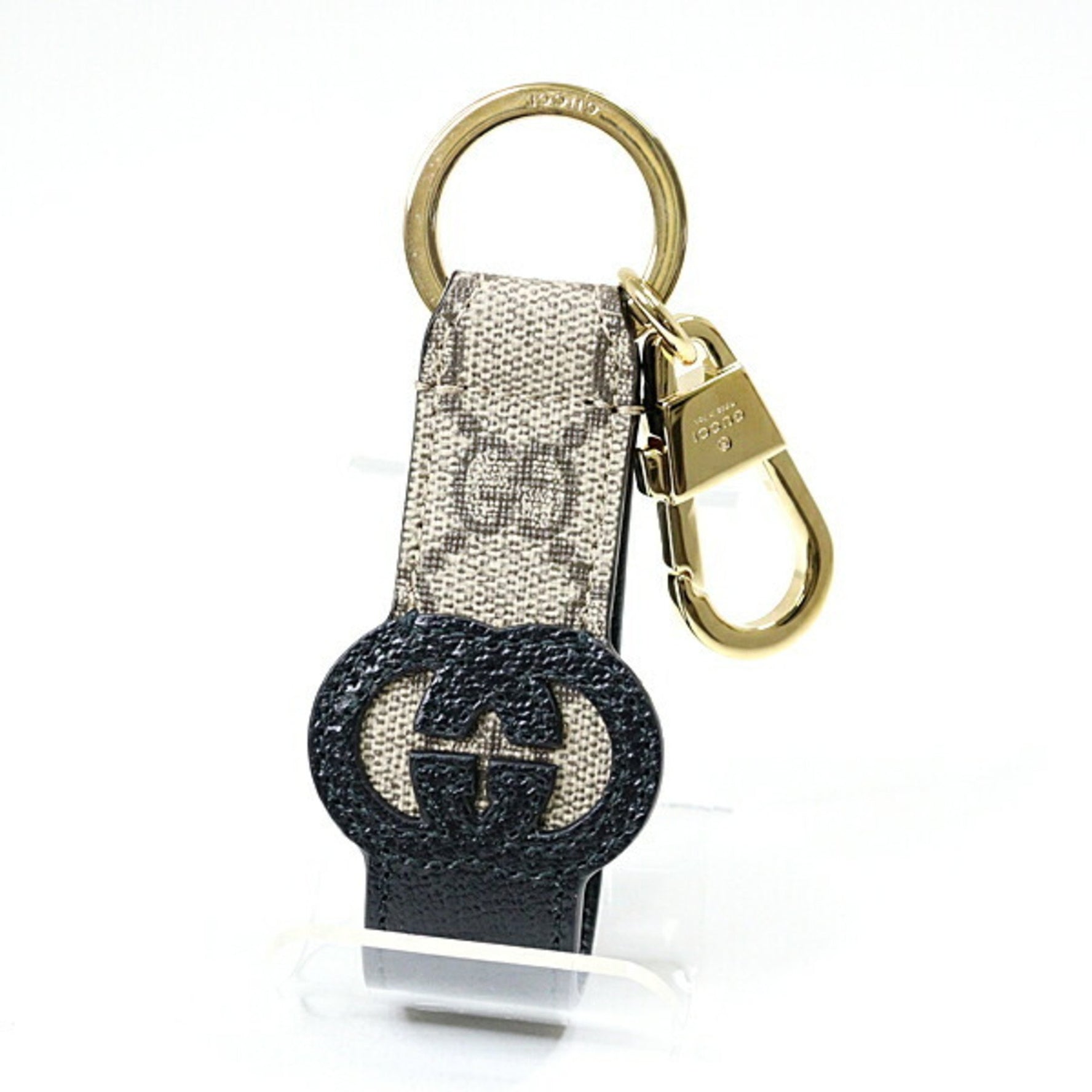 Gucci Cutout Interlocking G Keychain Beige/Black Key Holder