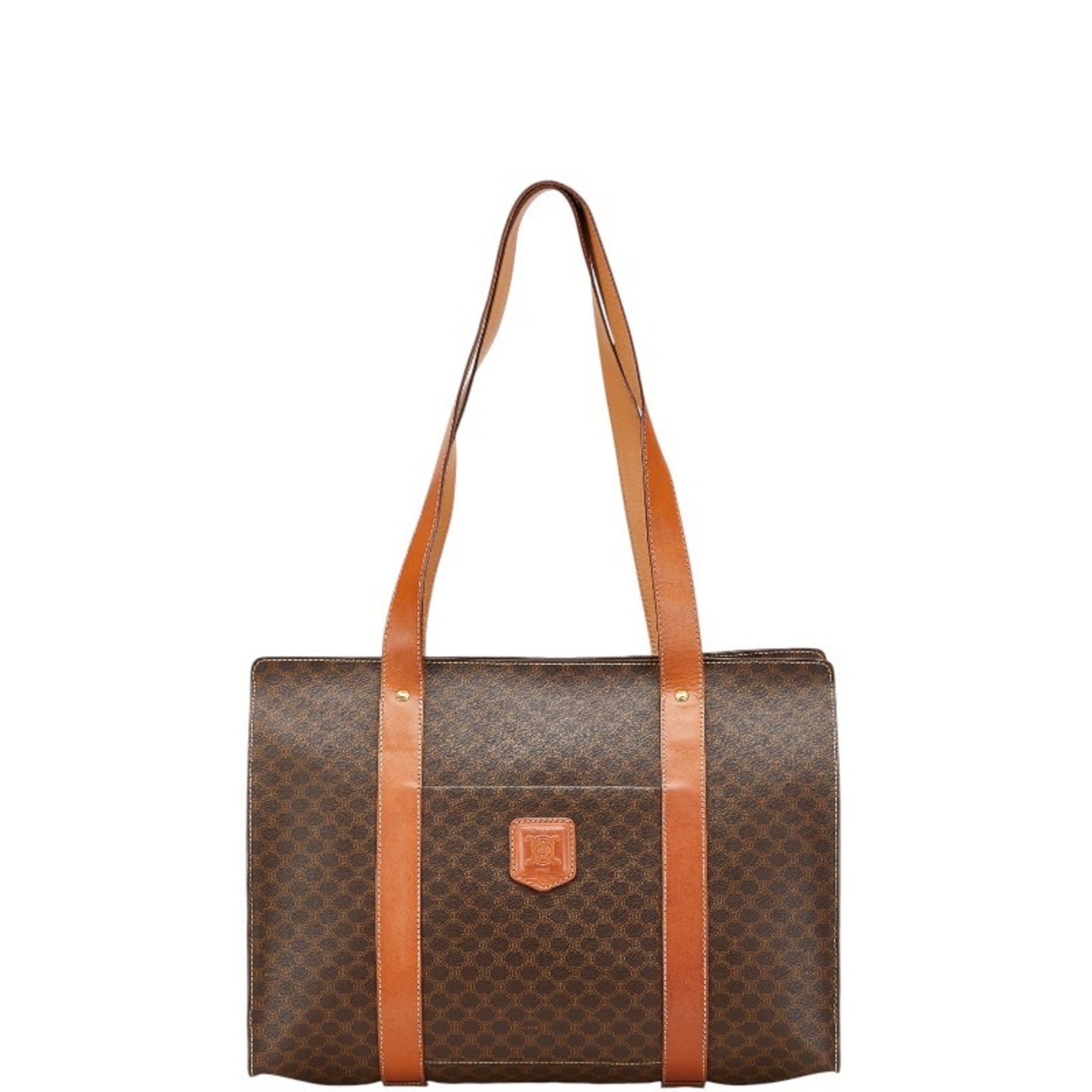Celine Macadam handbag tote bag in leather .