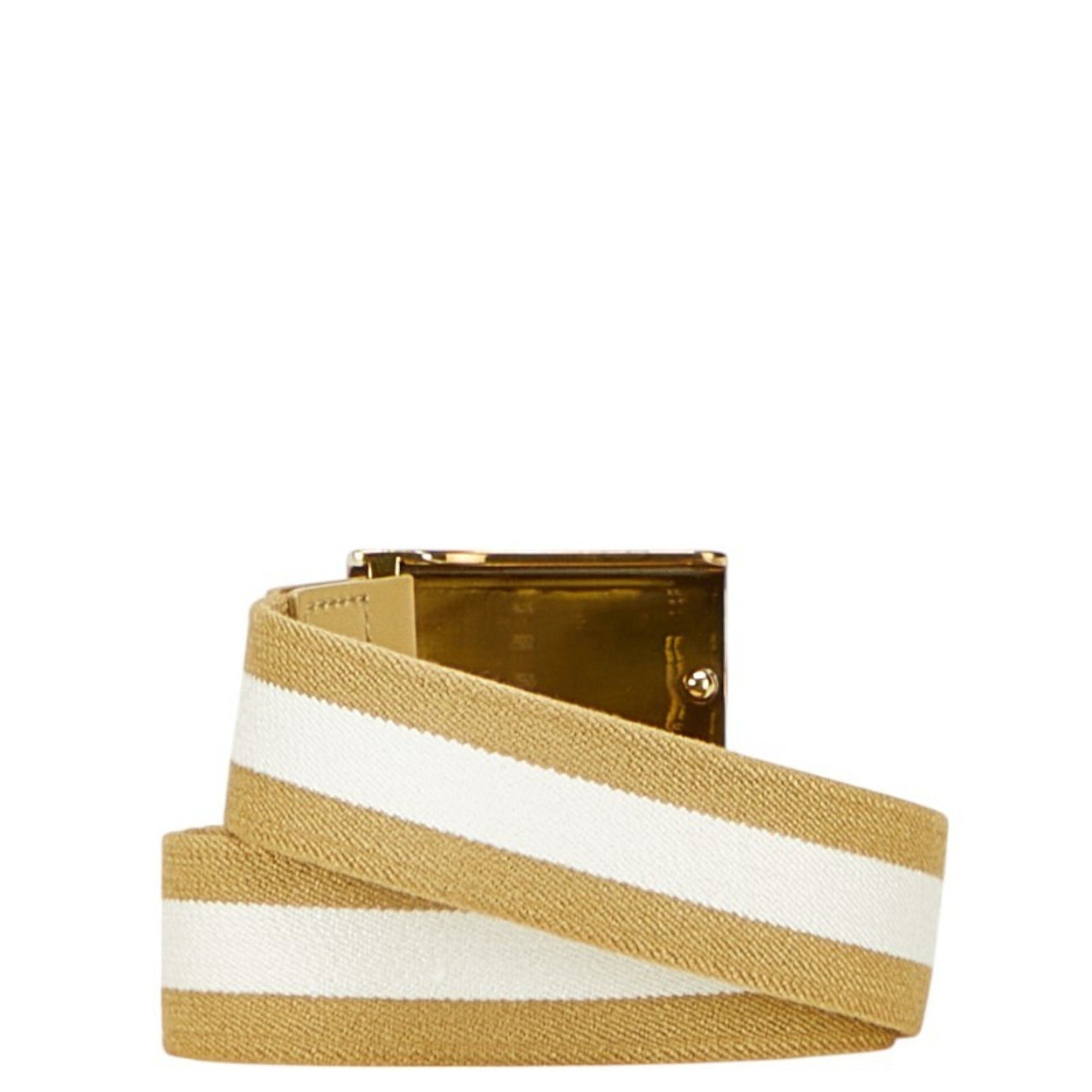 Gucci logo belt in green and white canvas leather .