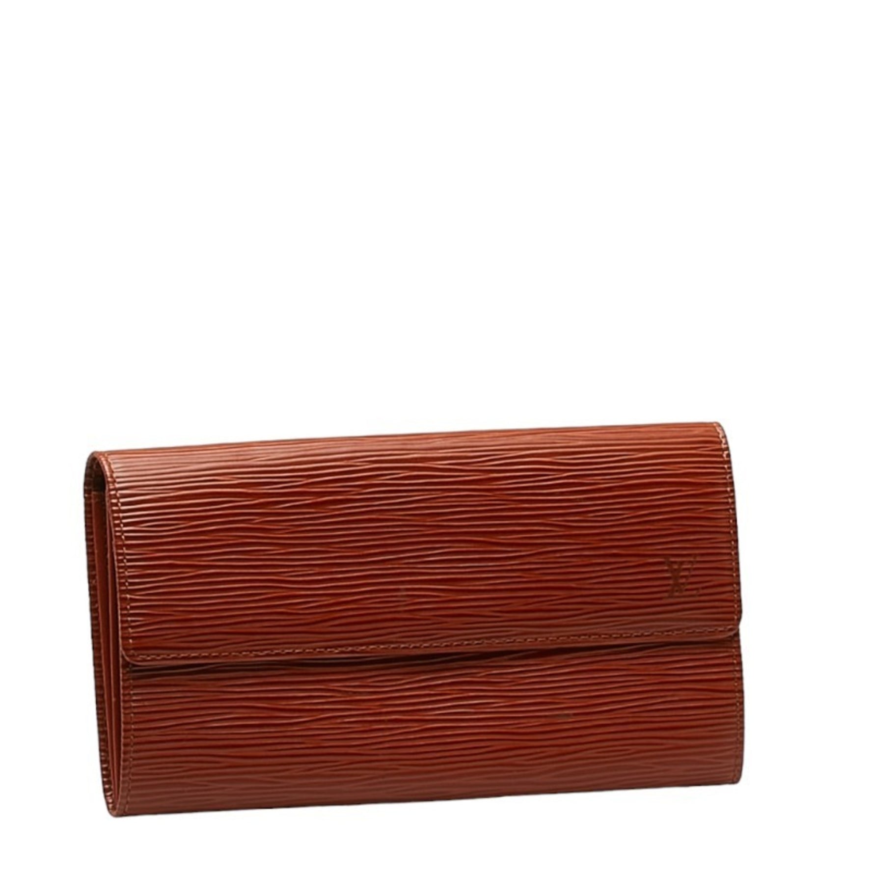 Louis Vuitton Epi Pochette Porto Monnaie Credit Long Wallet M63573 Kenya Brown Leather Women's LOUIS VUITTON