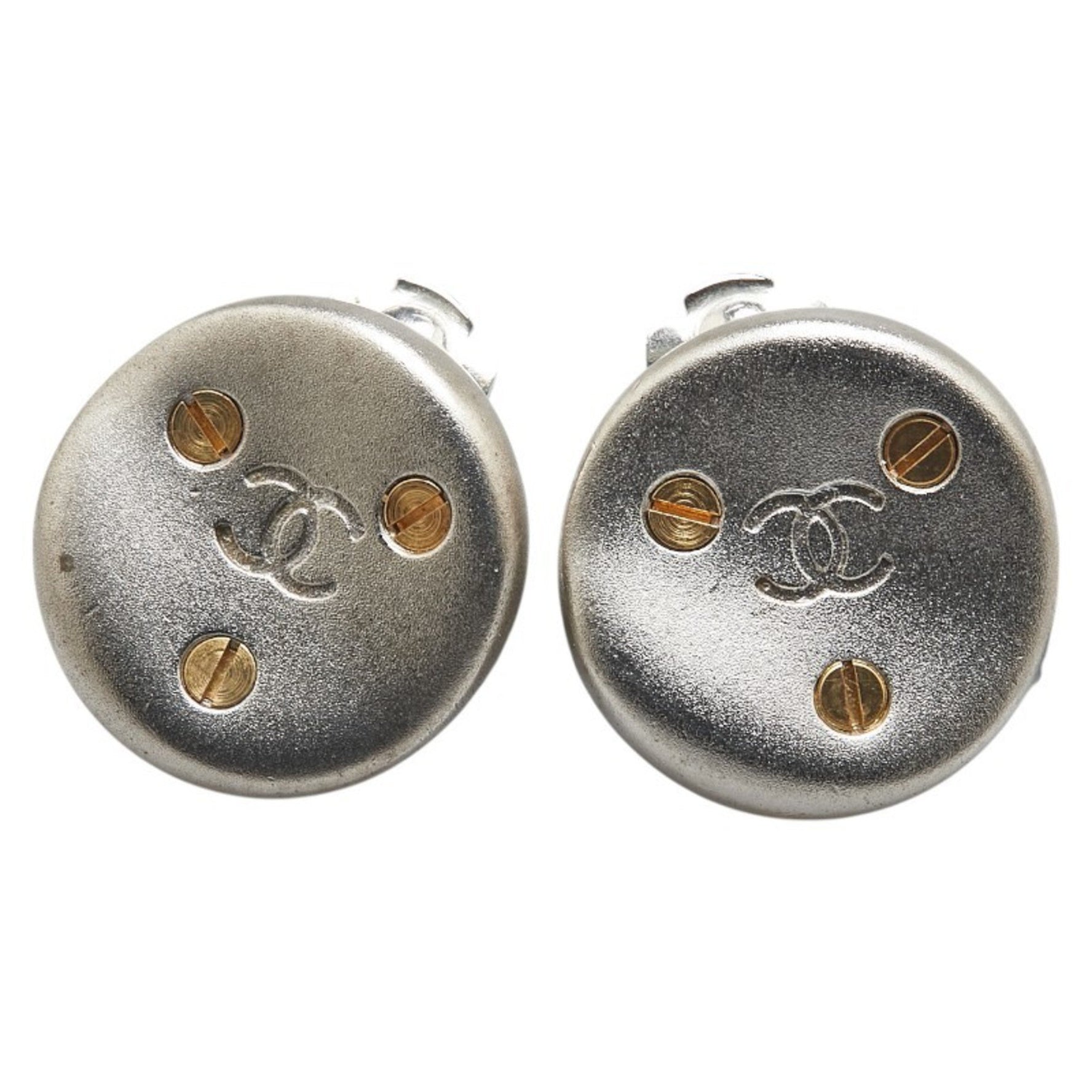 CHANEL Coco Mark Round Earrings in Metal