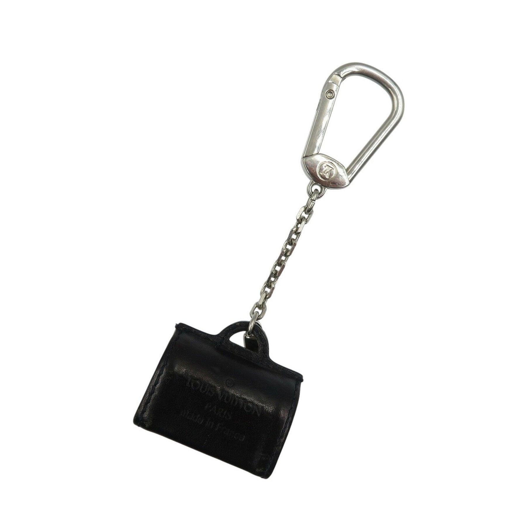 Louis Vuitton Portecle Speedy Leather Metal Noir Silver Bag Charm Keychain VUITTON