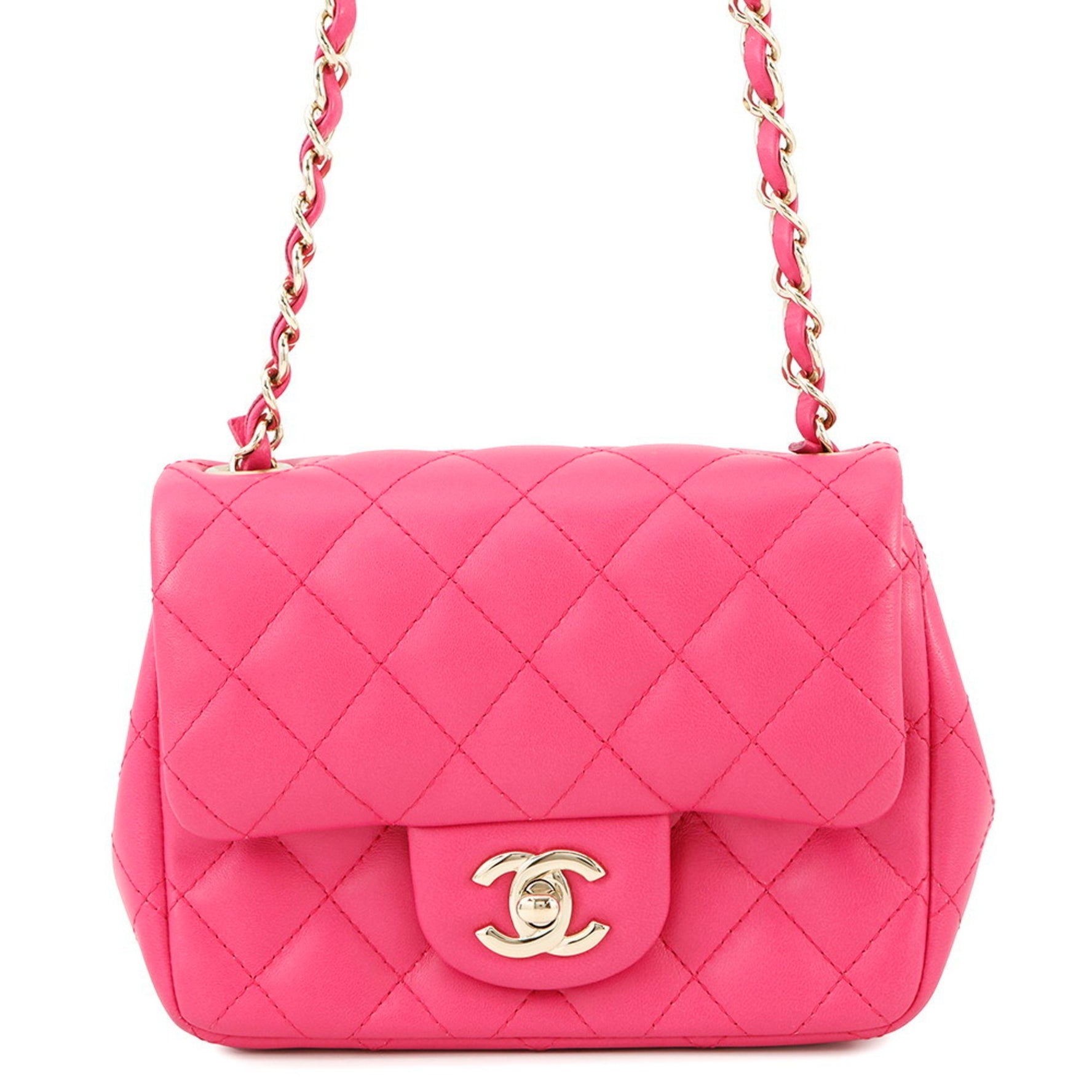 CHANEL Chain Shoulder Bag Matelasse Coco Mark Mini Lambskin Single Flap