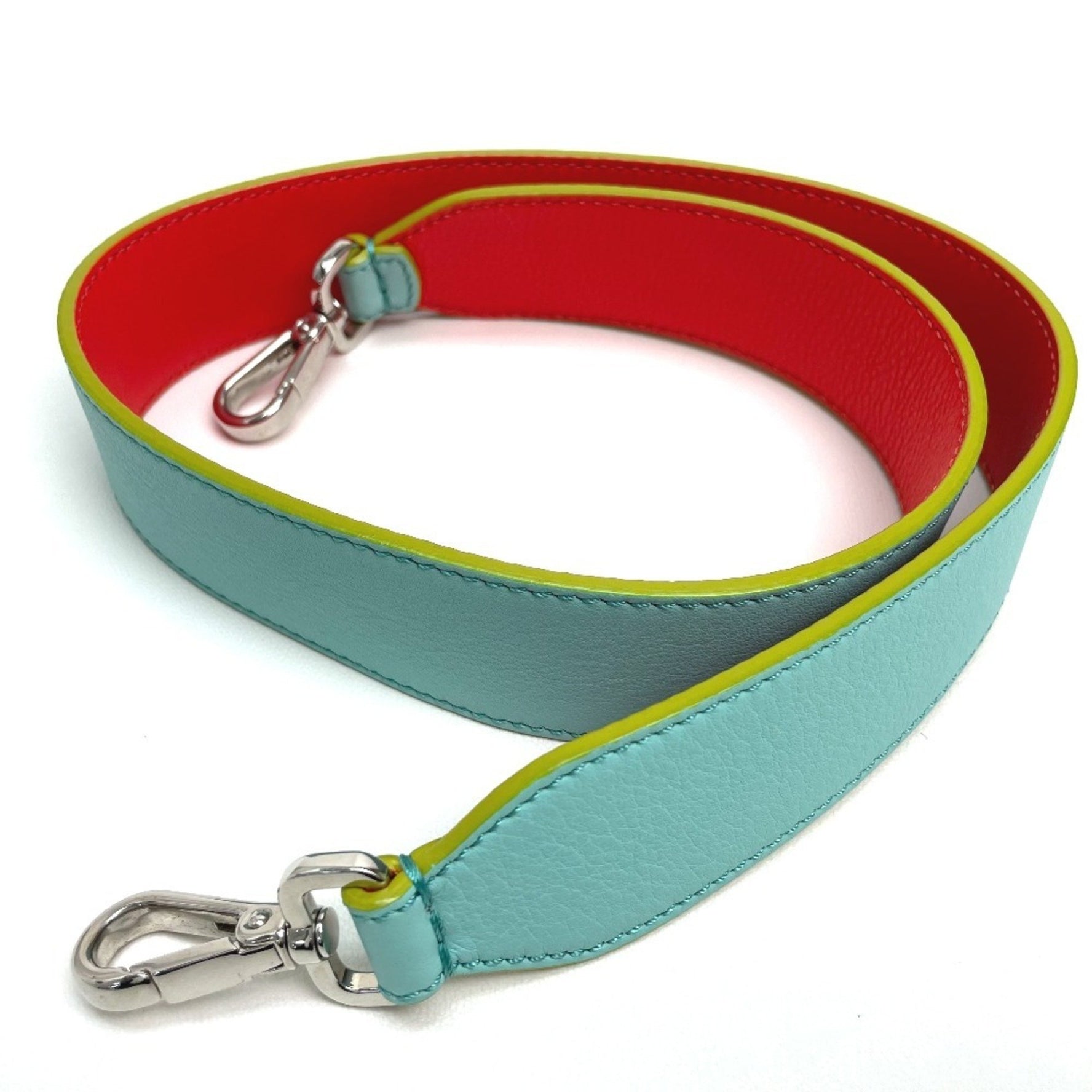 FENDI Two-Tone Strap You Bag Replacement Strap, Leather Shoulder Light Blue, Orange, and Yellow