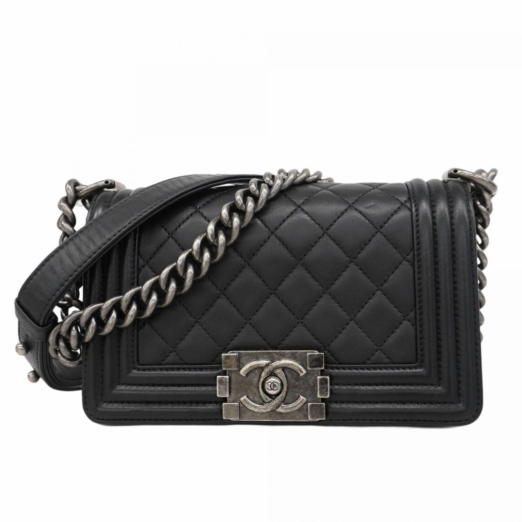 Chanel Shoulder Bag Boy Chain Lambskin Black Women's